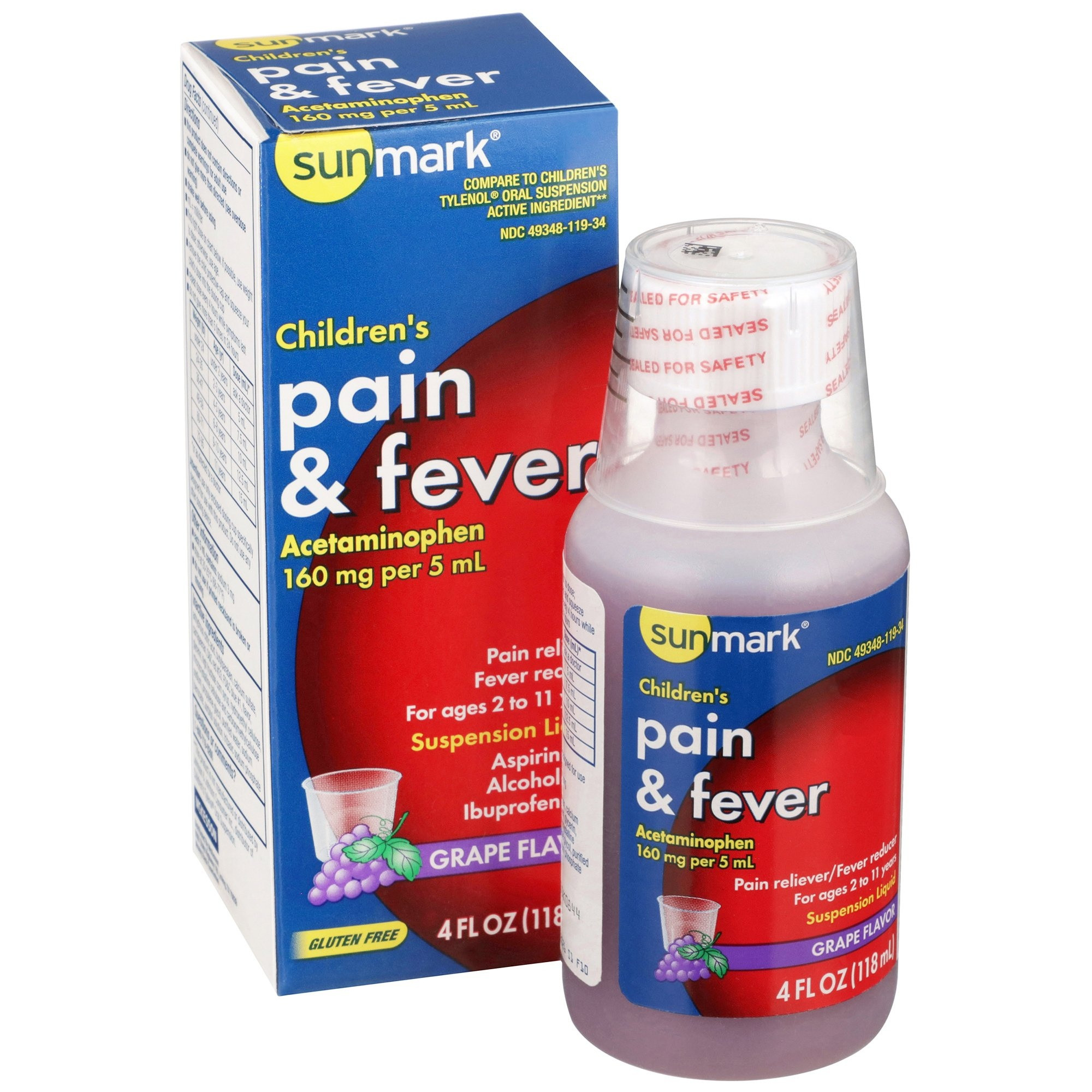sunmark Children's Pain & Fever Acetaminophen, Grape Flavor, 4 oz.