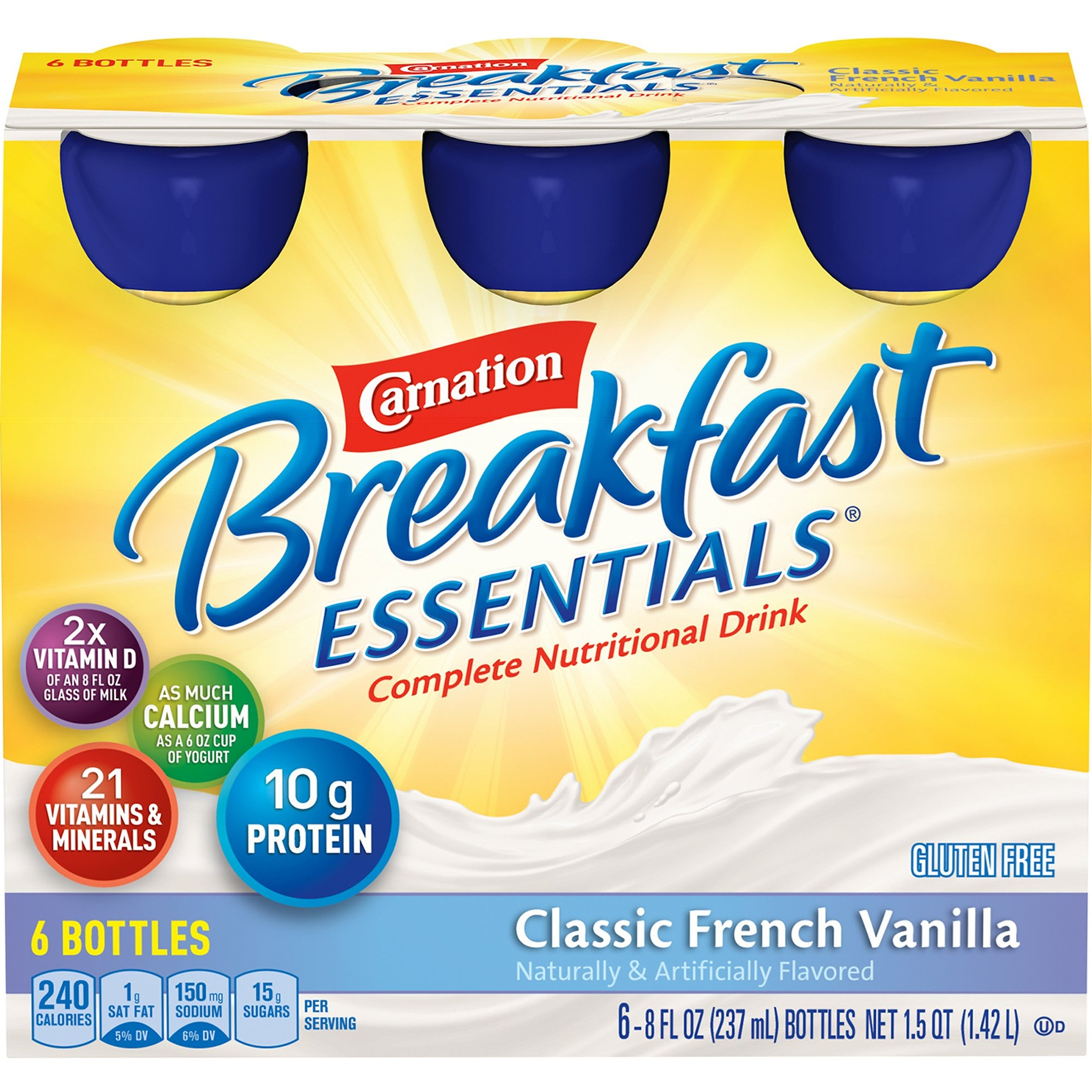 Carnation Breakfast Essentials Complete Nutritional Drink, French Vanilla, 8 oz,