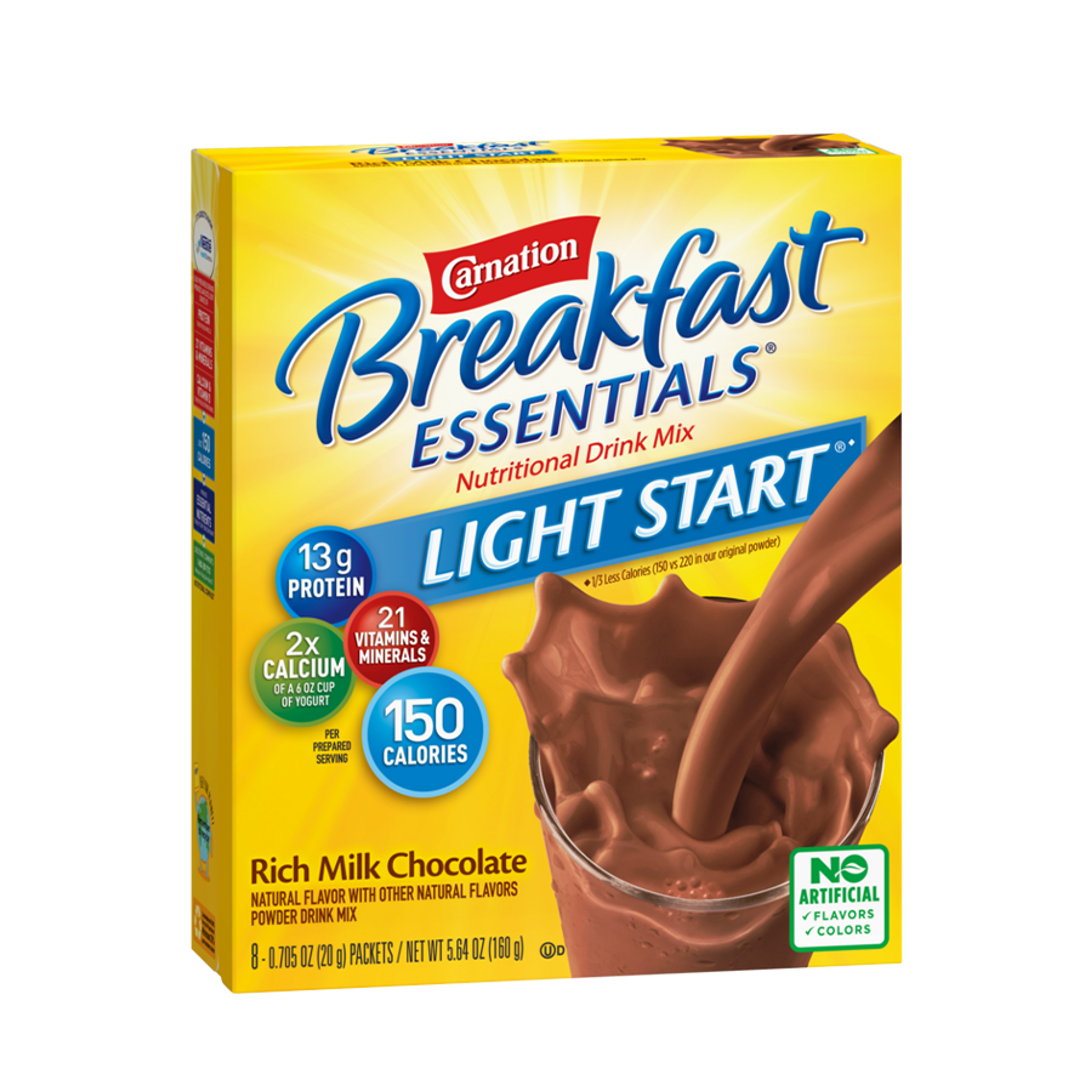 Carnation Breakfast Essentials Complete Nutritional Drink Light Start, Individual Packet, Rich Milk Chocolate, 20g