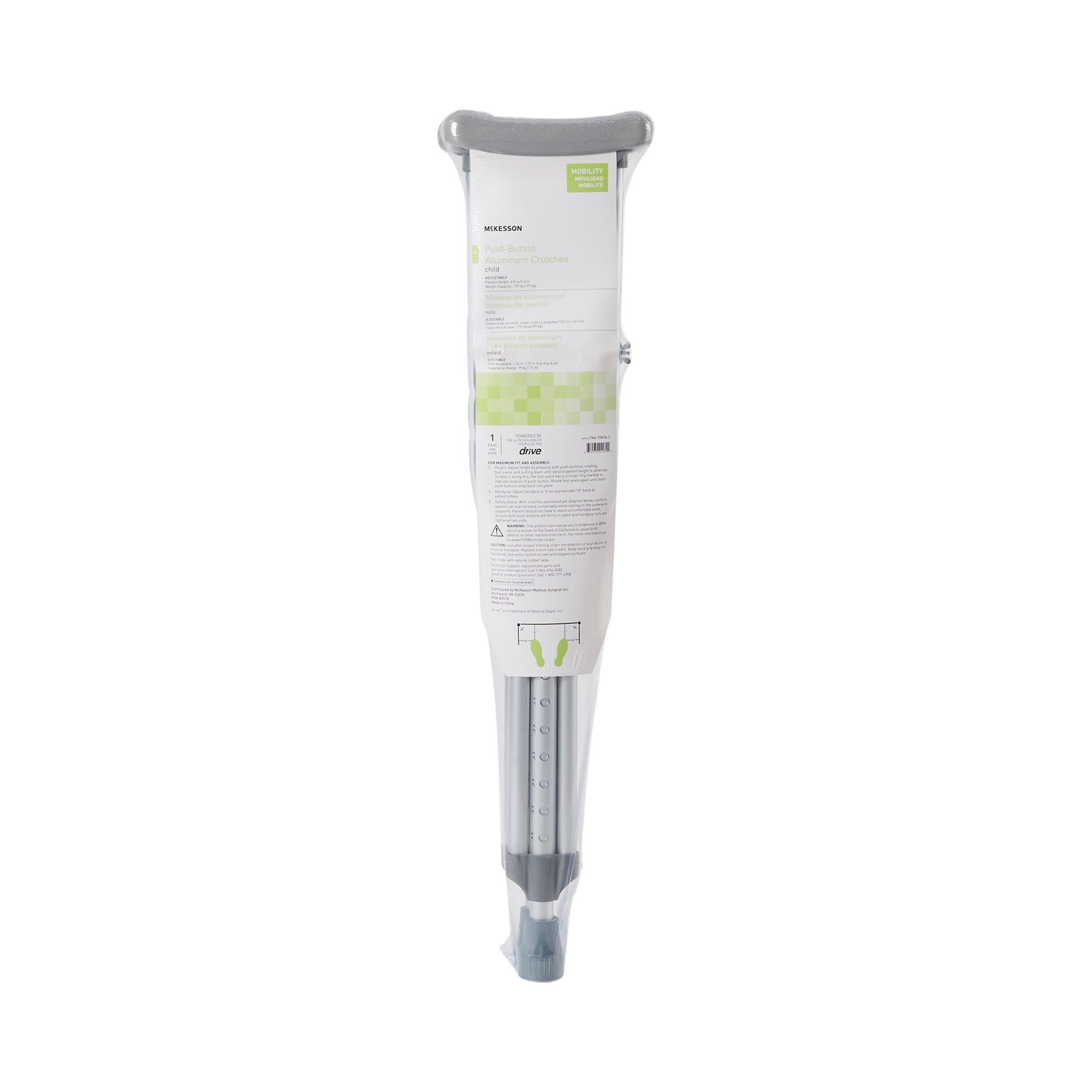McKesson Child Push-Button Aluminum Crutches
