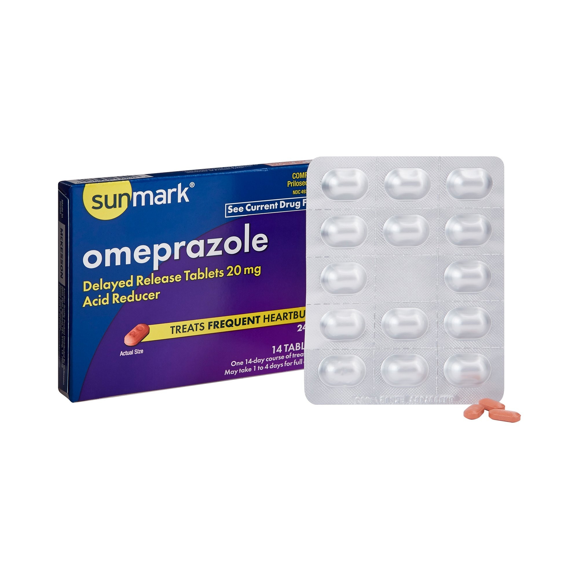 Sunmark Omeprazole Acid Reducer Delayed Release Tablets, 20 mg