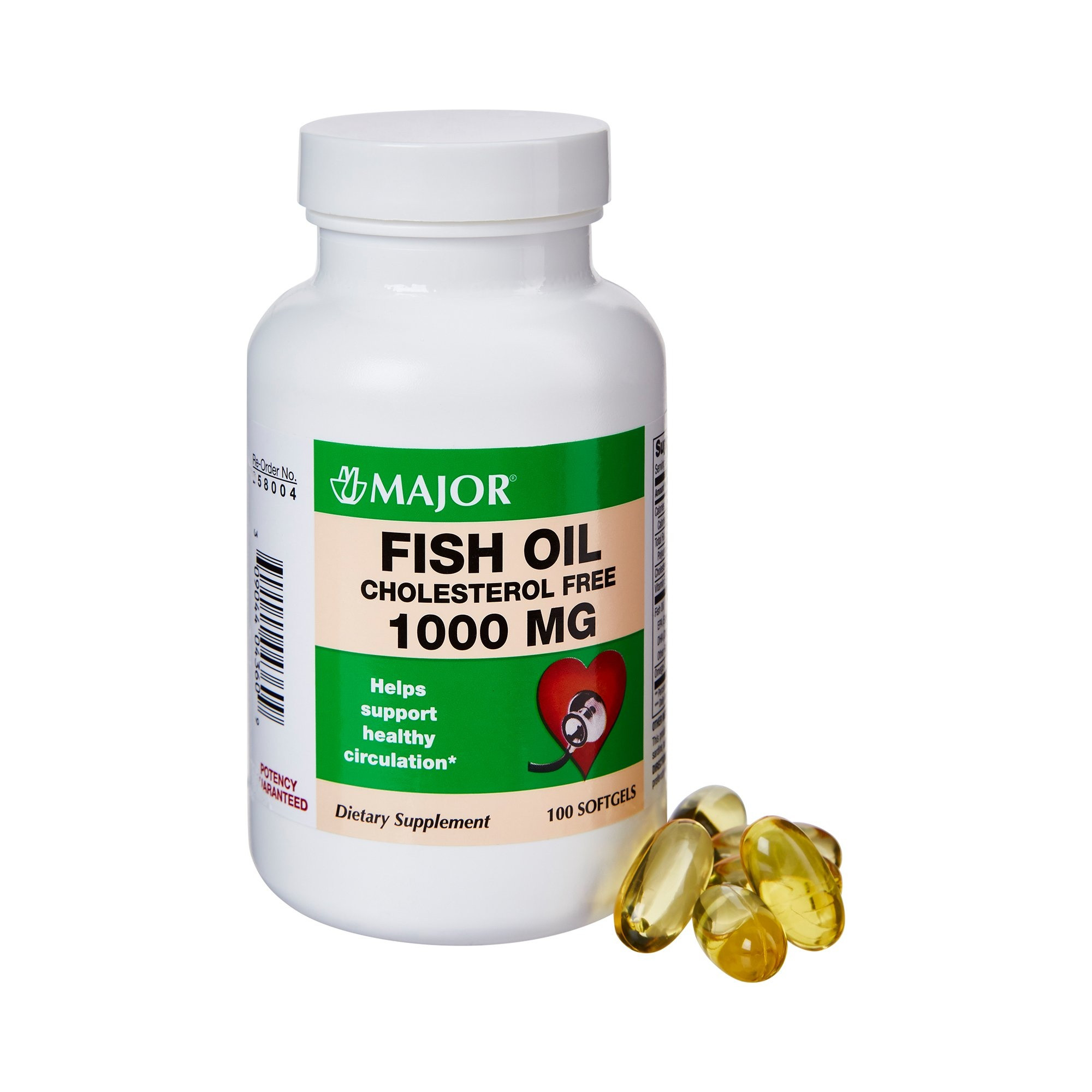 Major Cholesterol Free Fish Oil, 1000 mg, 100 Capsules