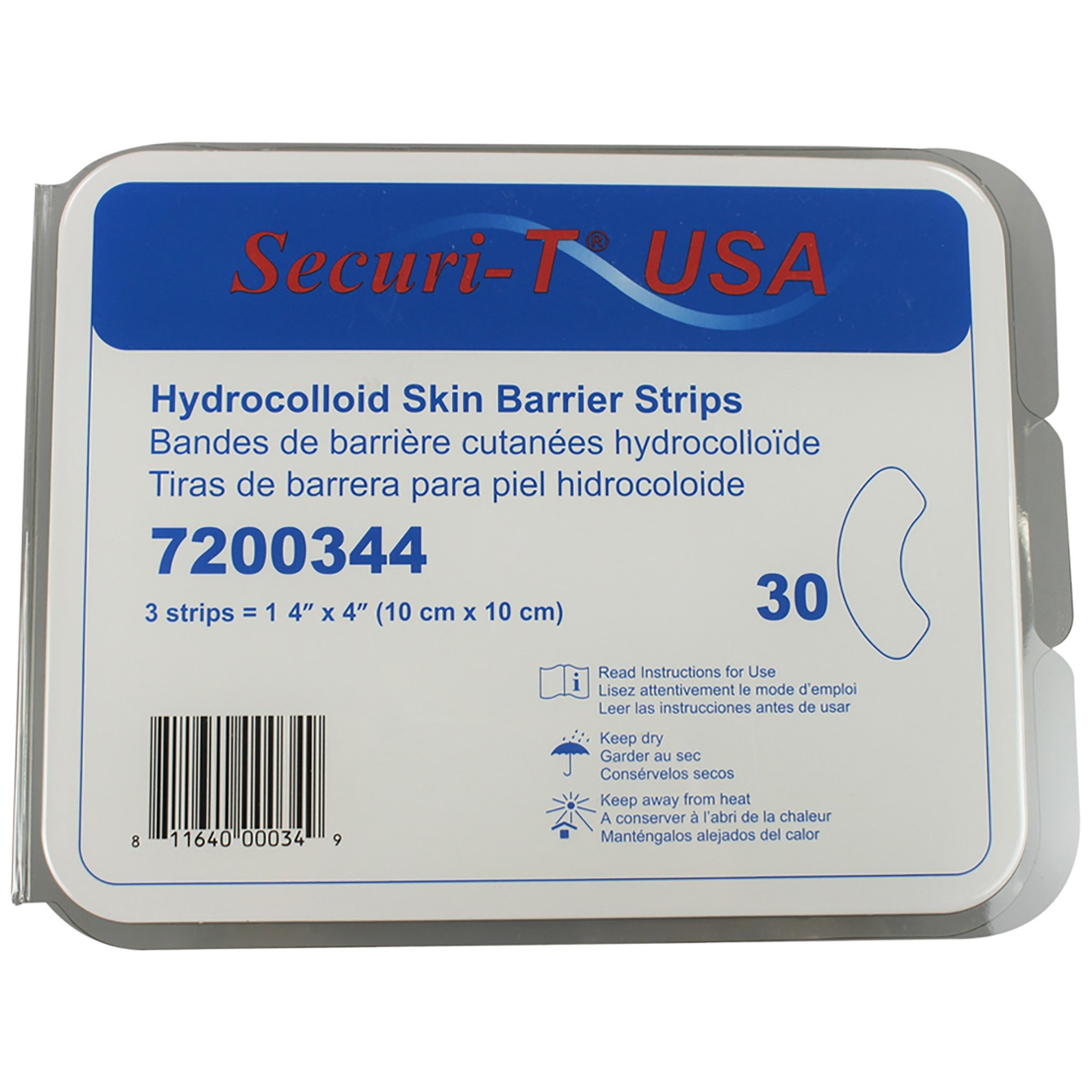 Securi-T USA Hydrocolloid Skin Barrier Strip, 4 X 4"