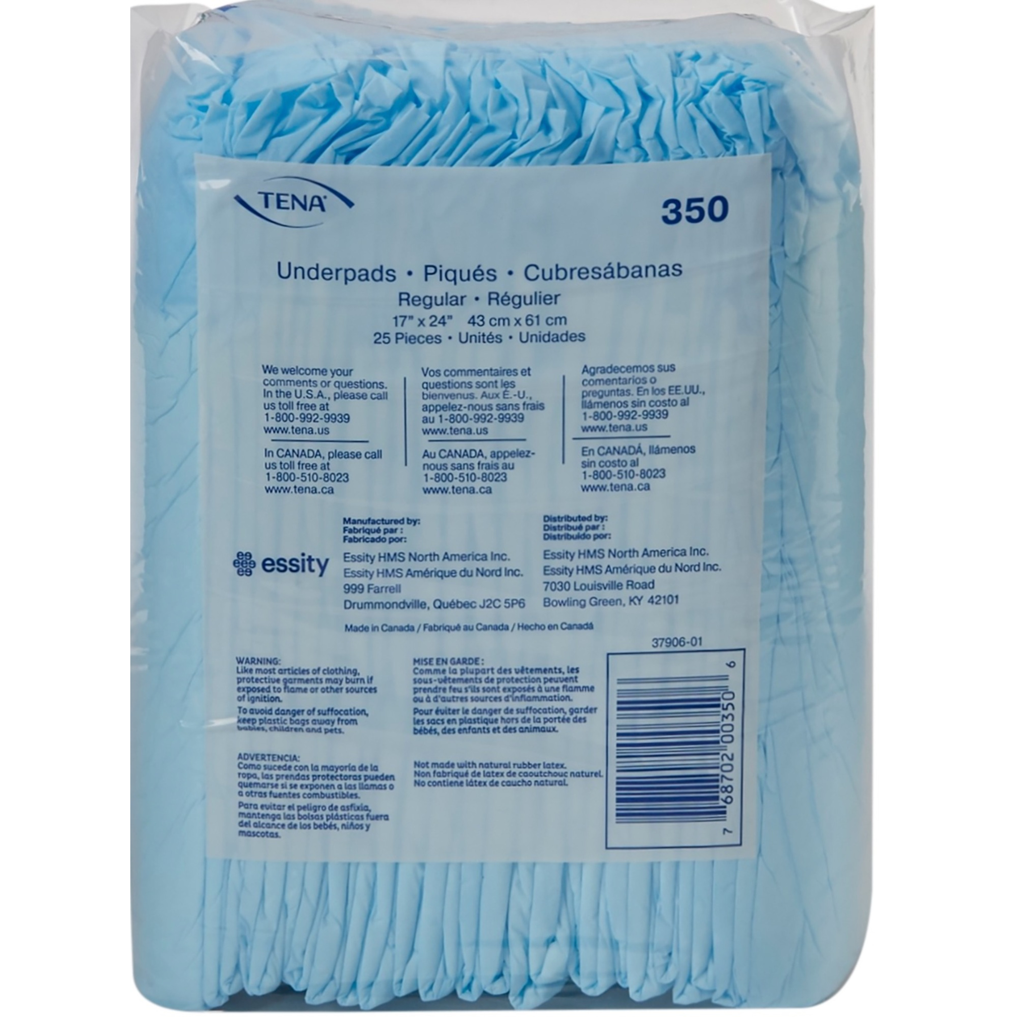 TENA Regular Incontinence Disposable Underpads, Light Absorbency