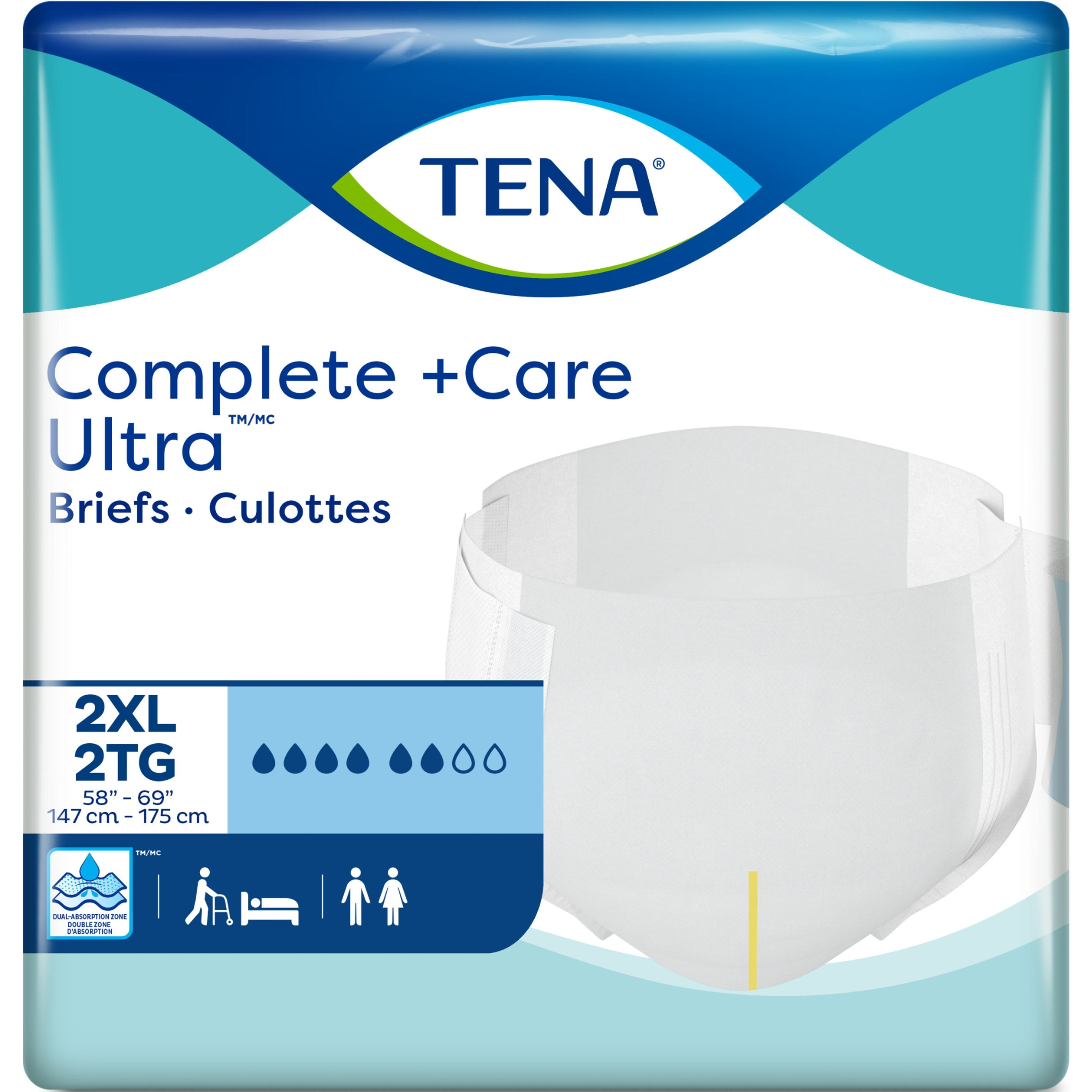 TENA Complete +Care Ultra Adult Disposable Briefs with Tabs, Moderate Absorbency