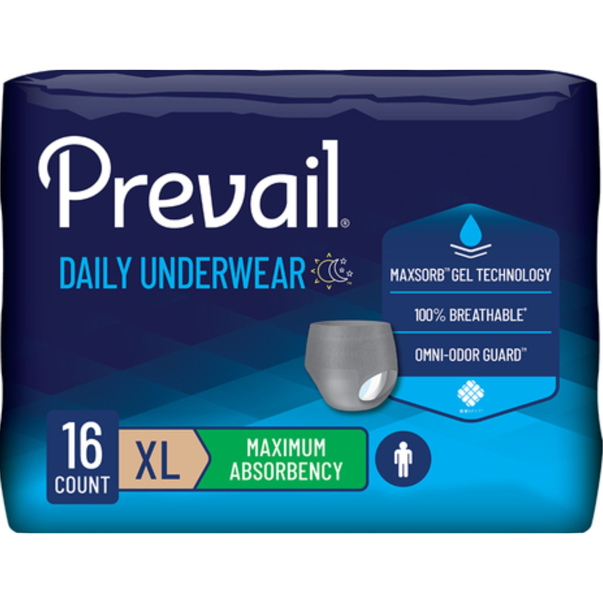 Prevail Daily Adult Incontinence Pull-Up Underwear for Men, Maximum Absorbency