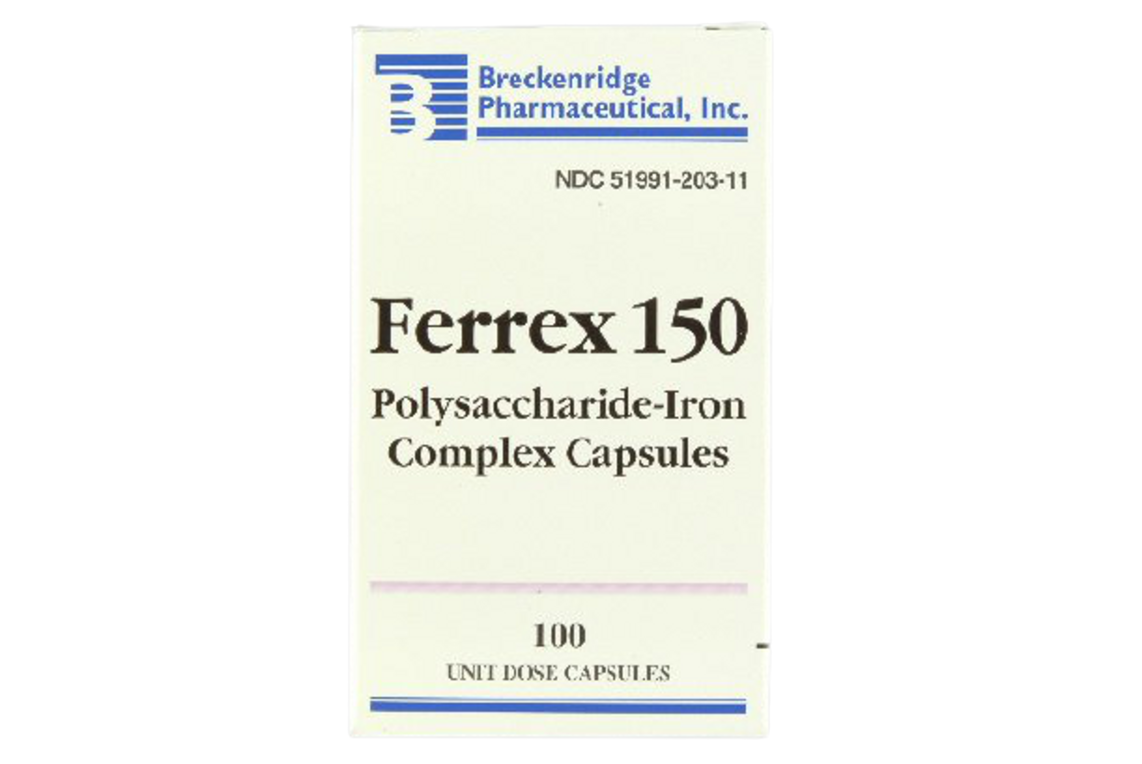 Ferrex Polysaccharide-Iron Complex Capsules, 150 mg., 100 Capsules
