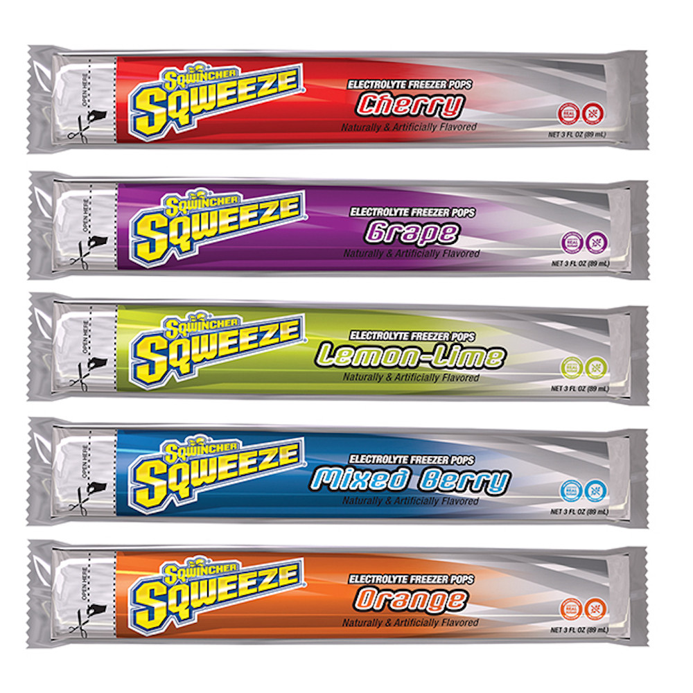Sqwincher Squeeze Electrolyte Freezer Pops, Assorted Flavors, 3 oz.