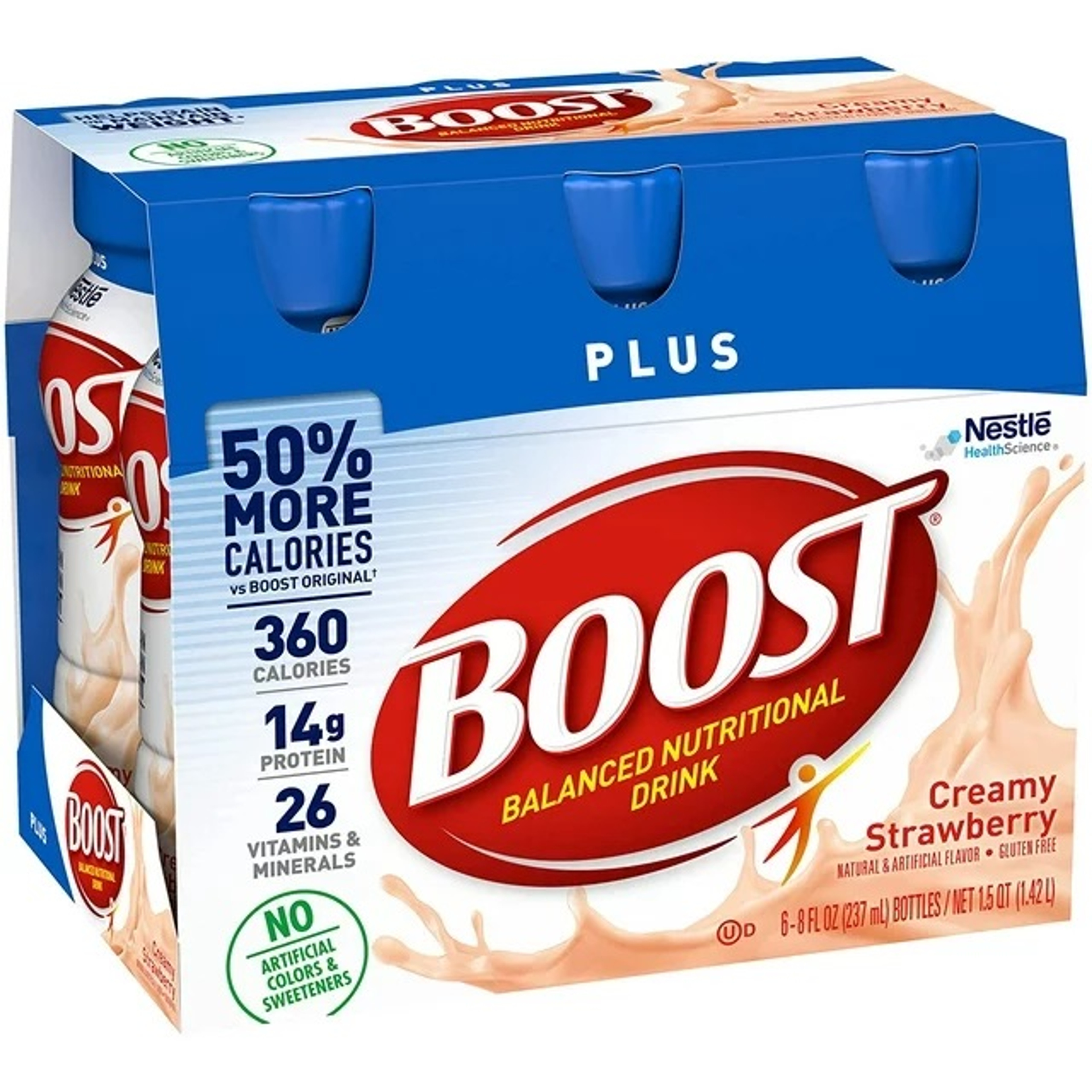 Boost Plus Balanced Nutritional Drink, Bottle, 8 oz., Creamy Strawberry