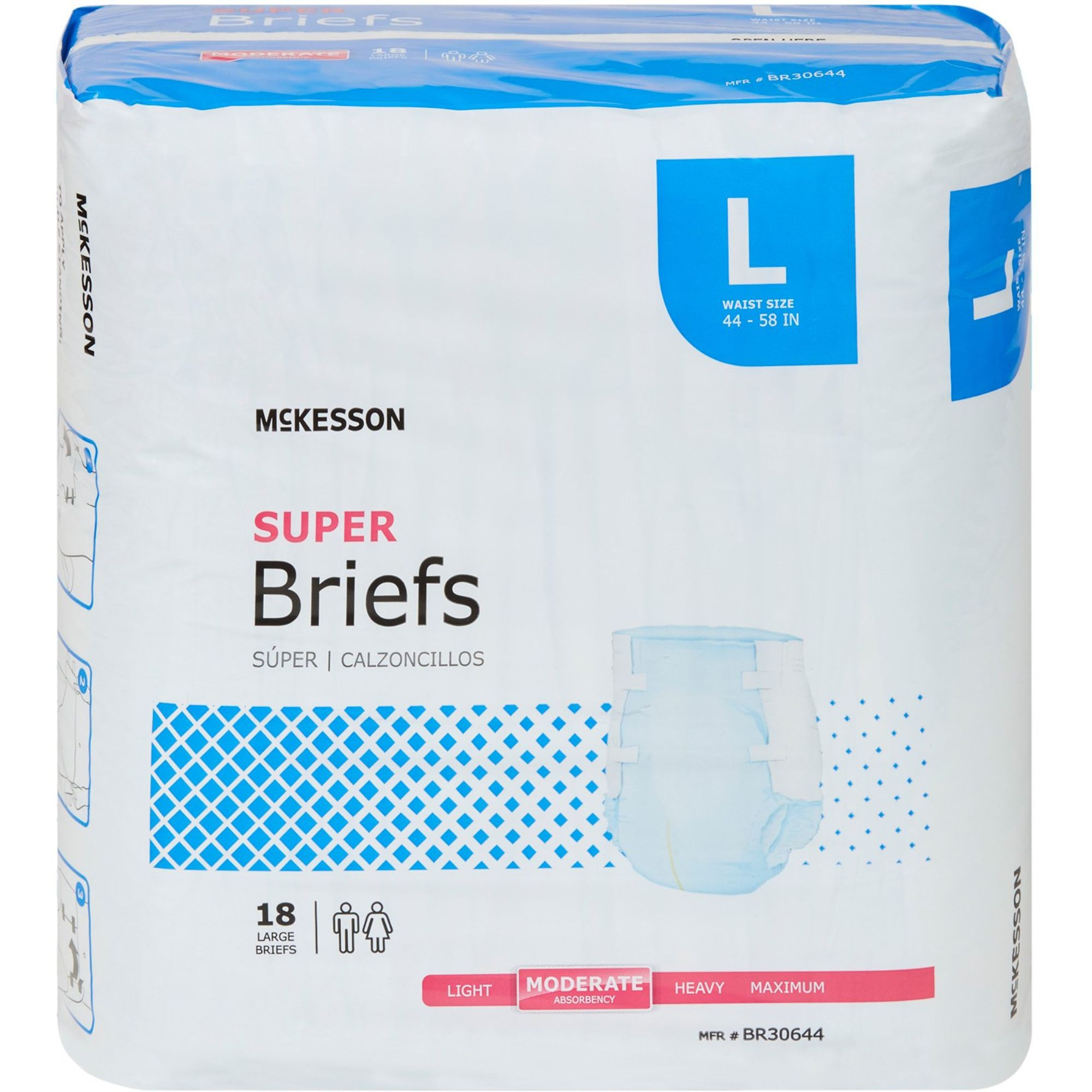 McKesson Super Brief Adult Diapers with Tabs, Moderate Absorbency