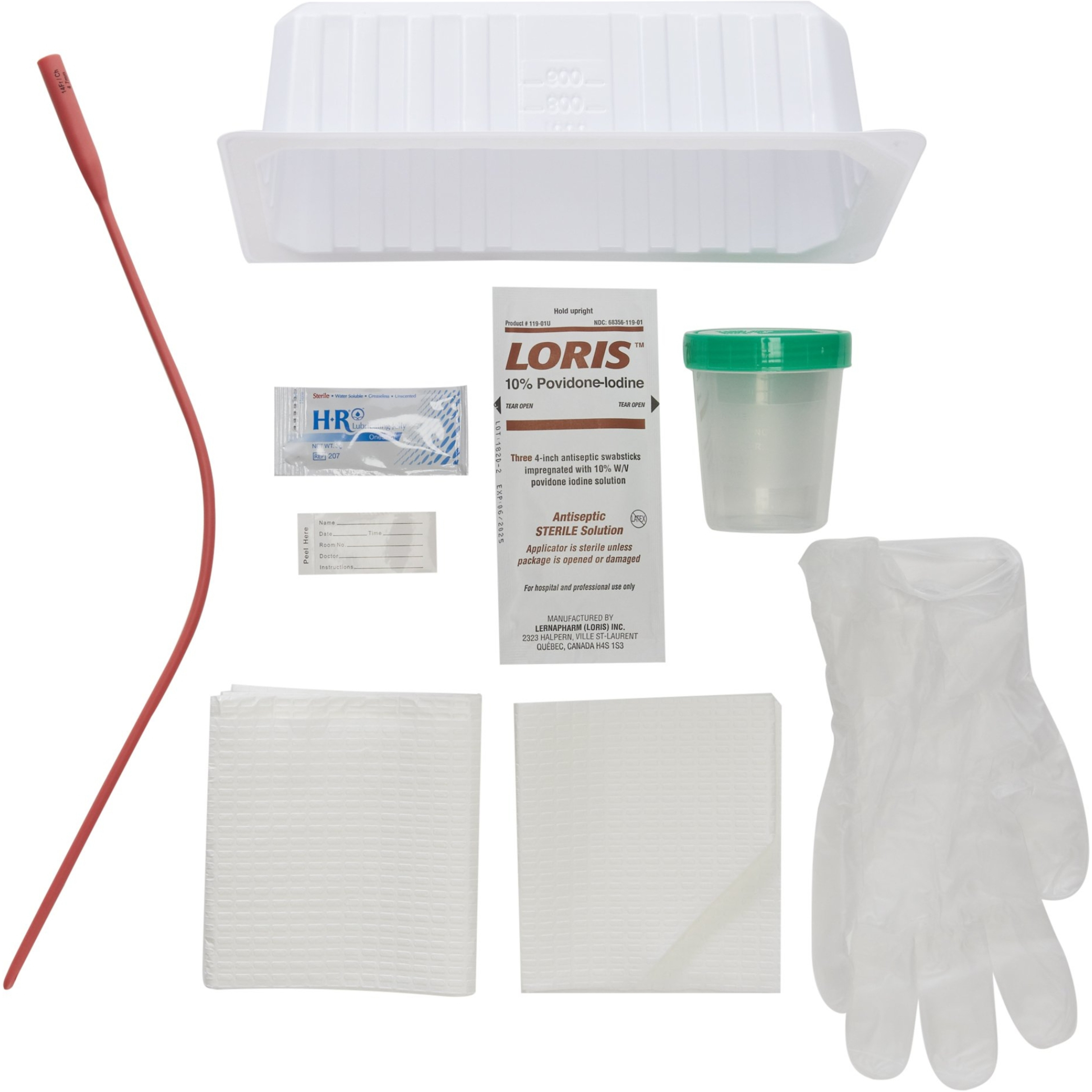 McKesson Urethral Intermittent Catheter Tray, Without Balloon, 14 Fr. Rubber Catheter
