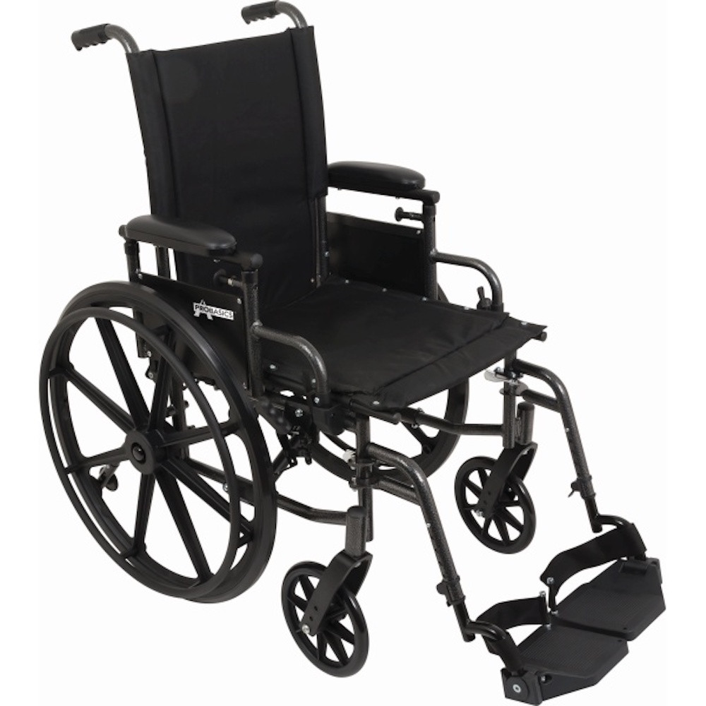 ProBasics K4 High Strength Wheelchair, Lightweight, Flip-back Padded Armrests, Elevating Legrests