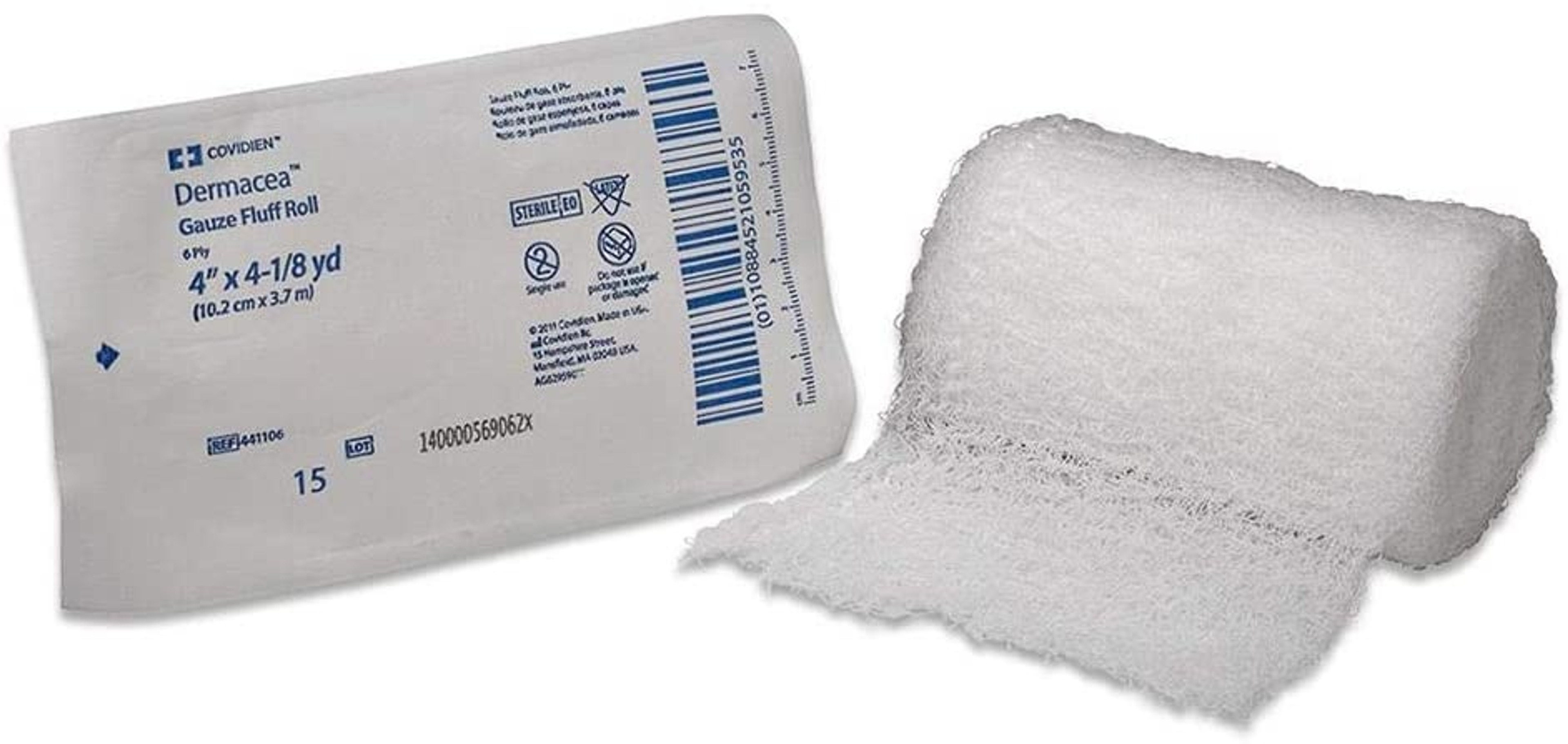 Cardinal Health Dermacea Gauze Fluff Roll, Sterile, 4-1/8" X 4yds