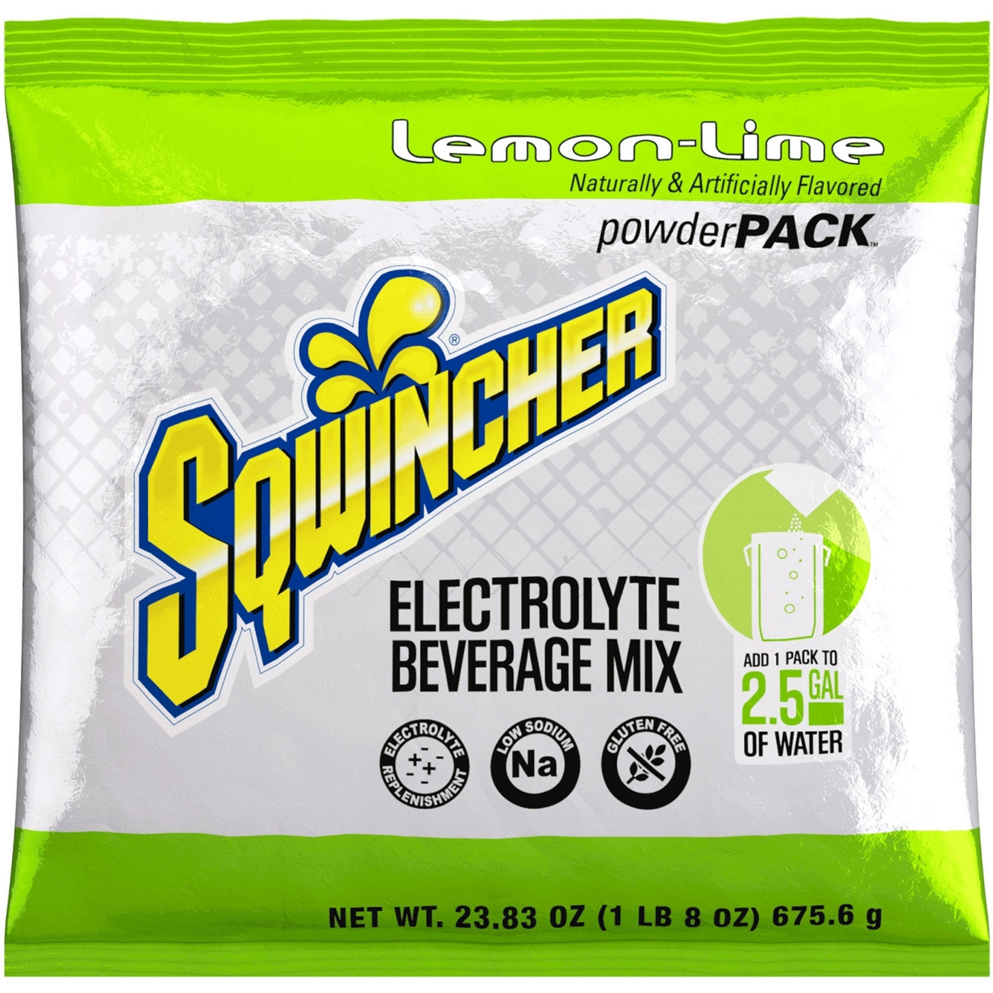 Sqwincher Powder Pack Electrolyte Replenishment Drink Mix, Lemon-Lime Flavor Packets