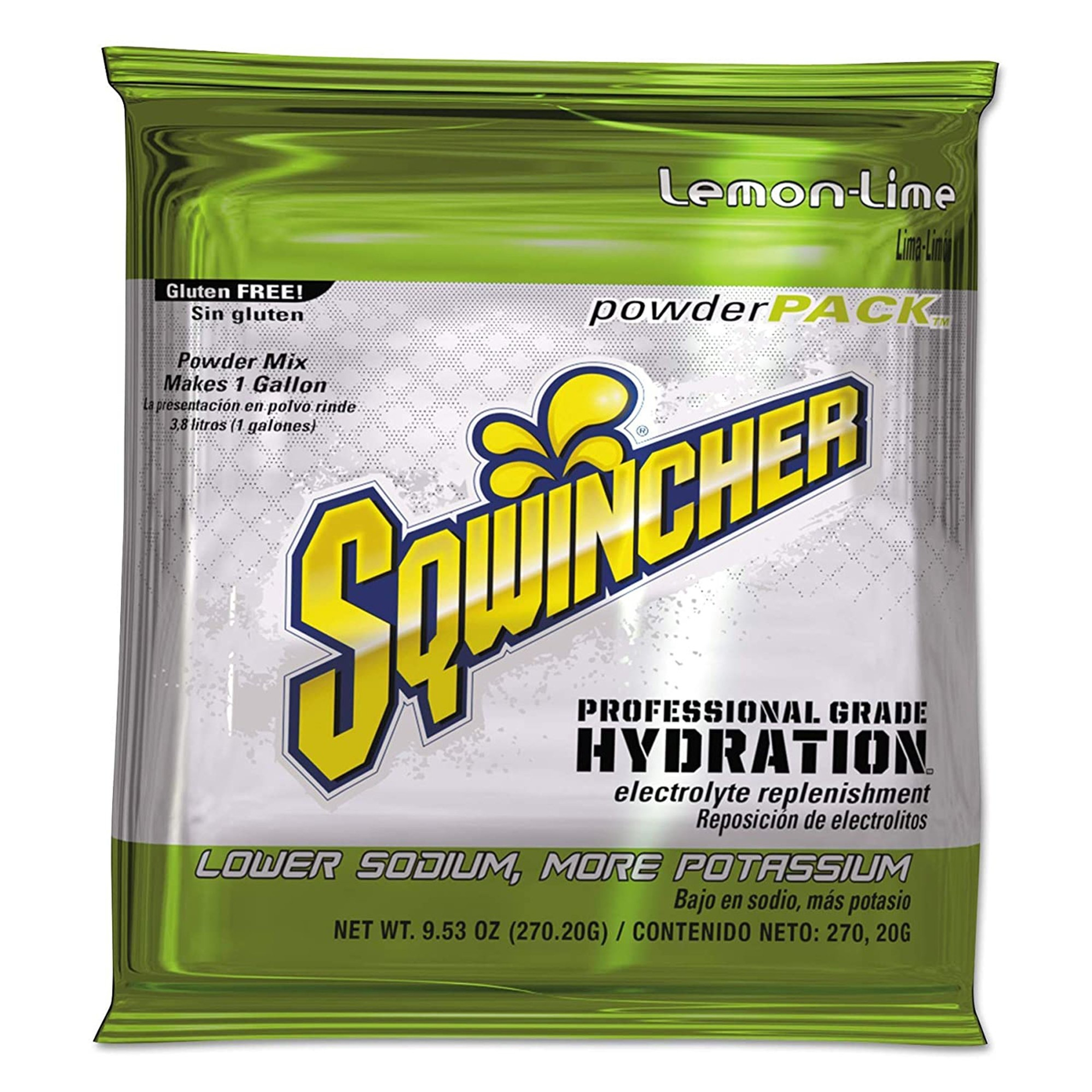 Sqwincher Powder Pack Electrolyte Replenishment Drink Mix, Lemon-Lime Flavor Packets