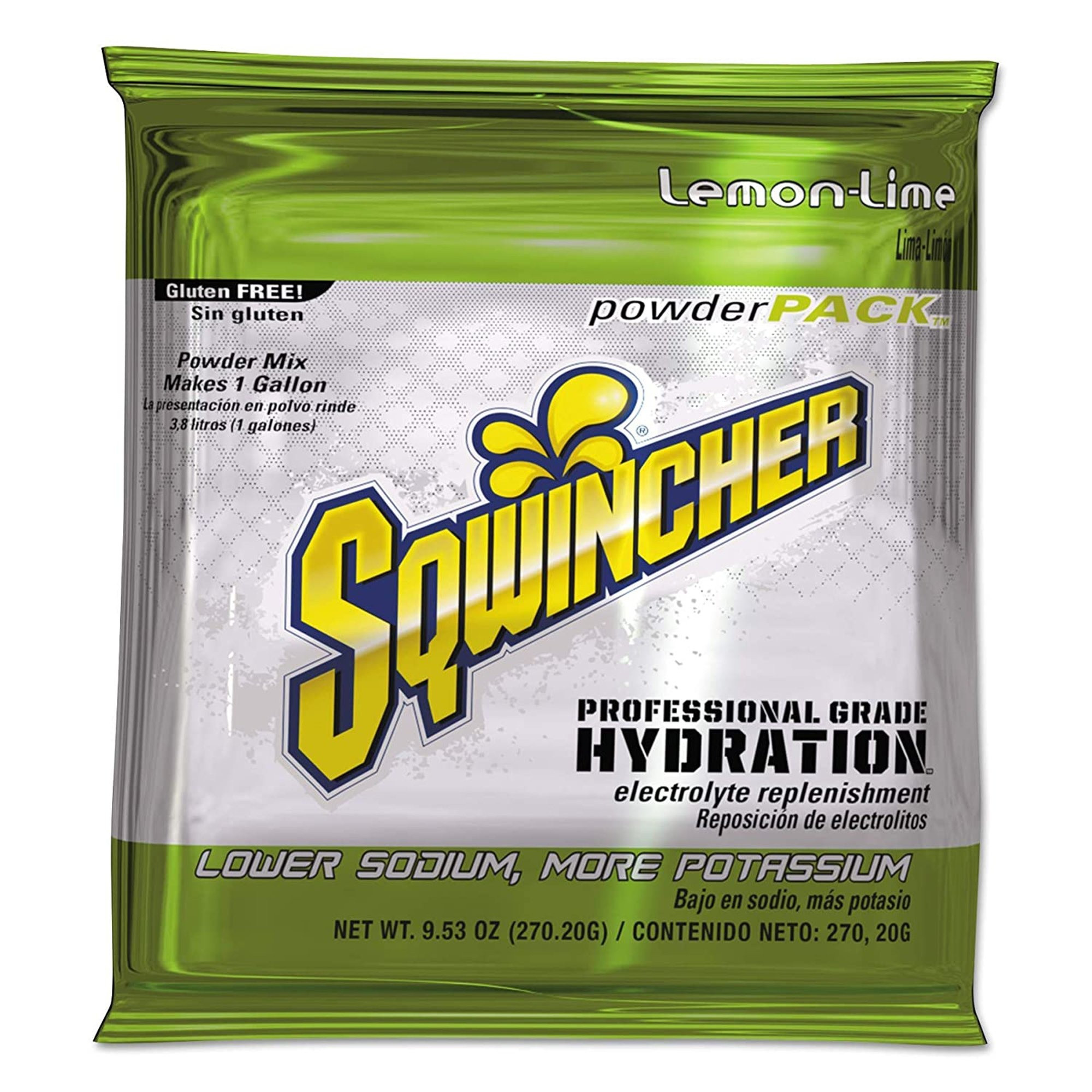 Sqwincher Powder Pack Electrolyte Replenishment Drink Mix, Lemon-Lime Flavor Packets