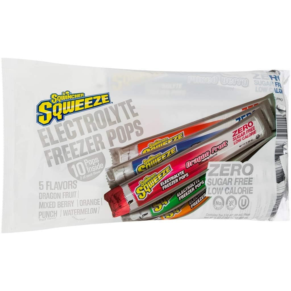 Sqwincher Zero Sugar Free Electrolyte Replenishment Freezer Pop, Variety Flavors