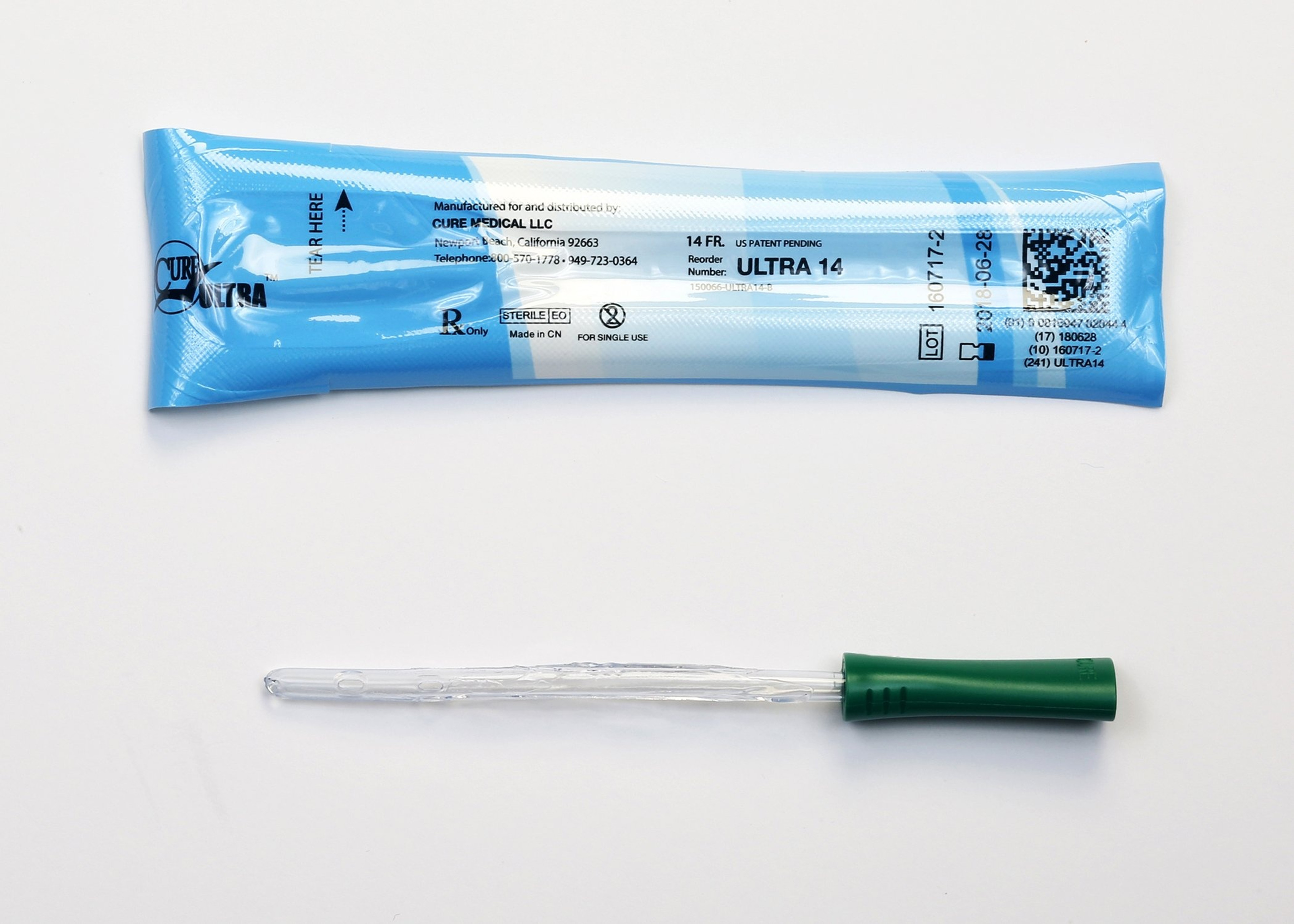 Cure Ultra Urethral Catheter, Female, Straight Tip, Lubricated PVC