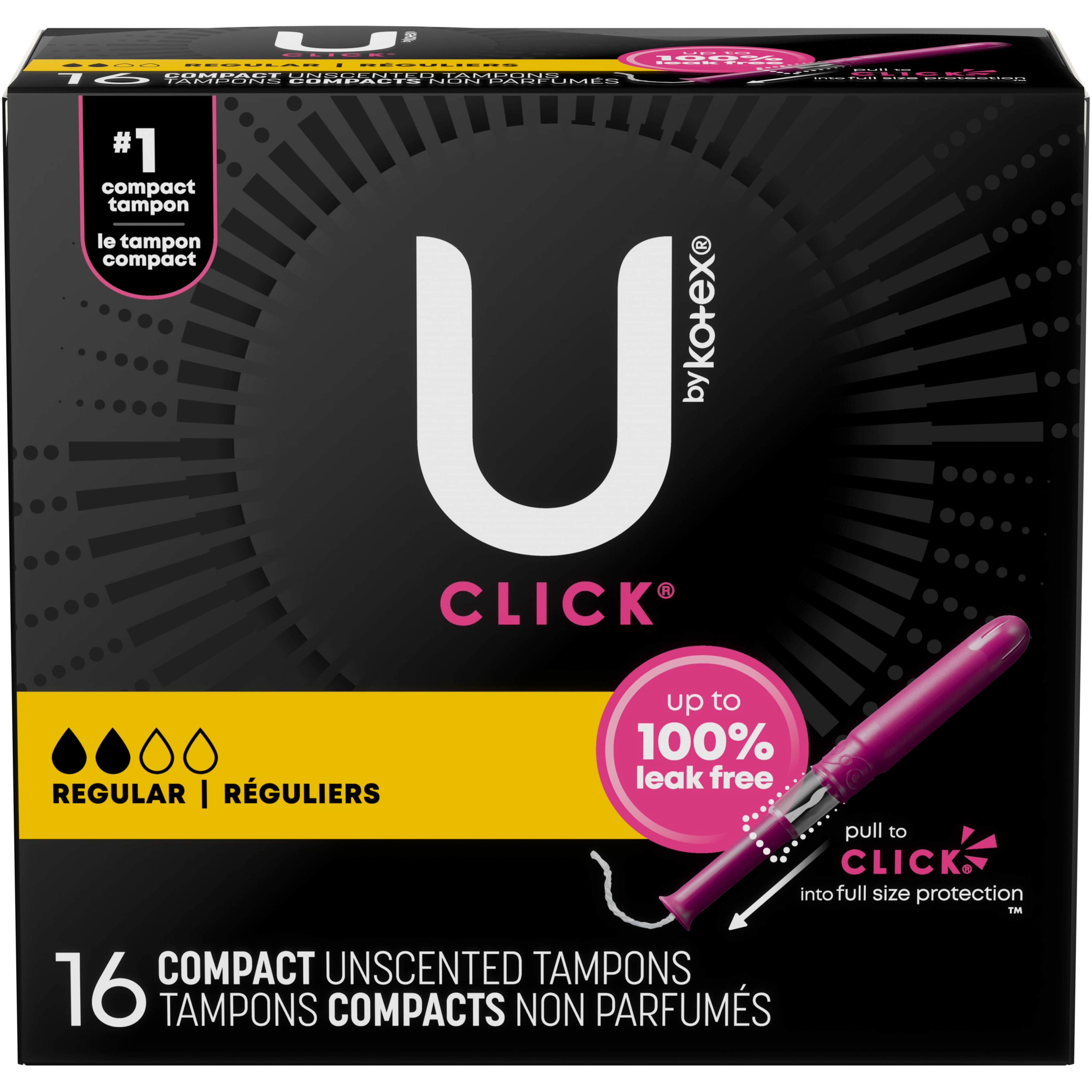 U by Kotex Click Compact Tampons, Regular Absorbency