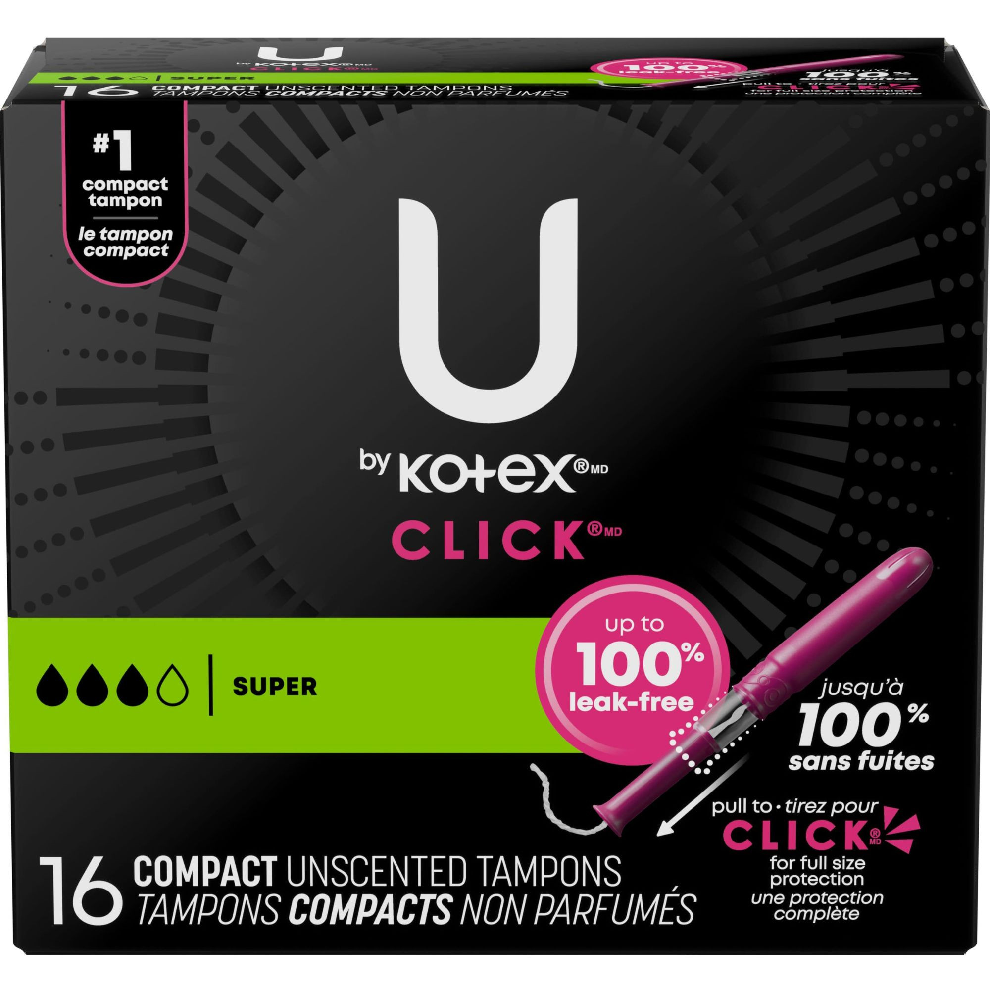U by Kotex Click Compact Tampons, Super Absorbency