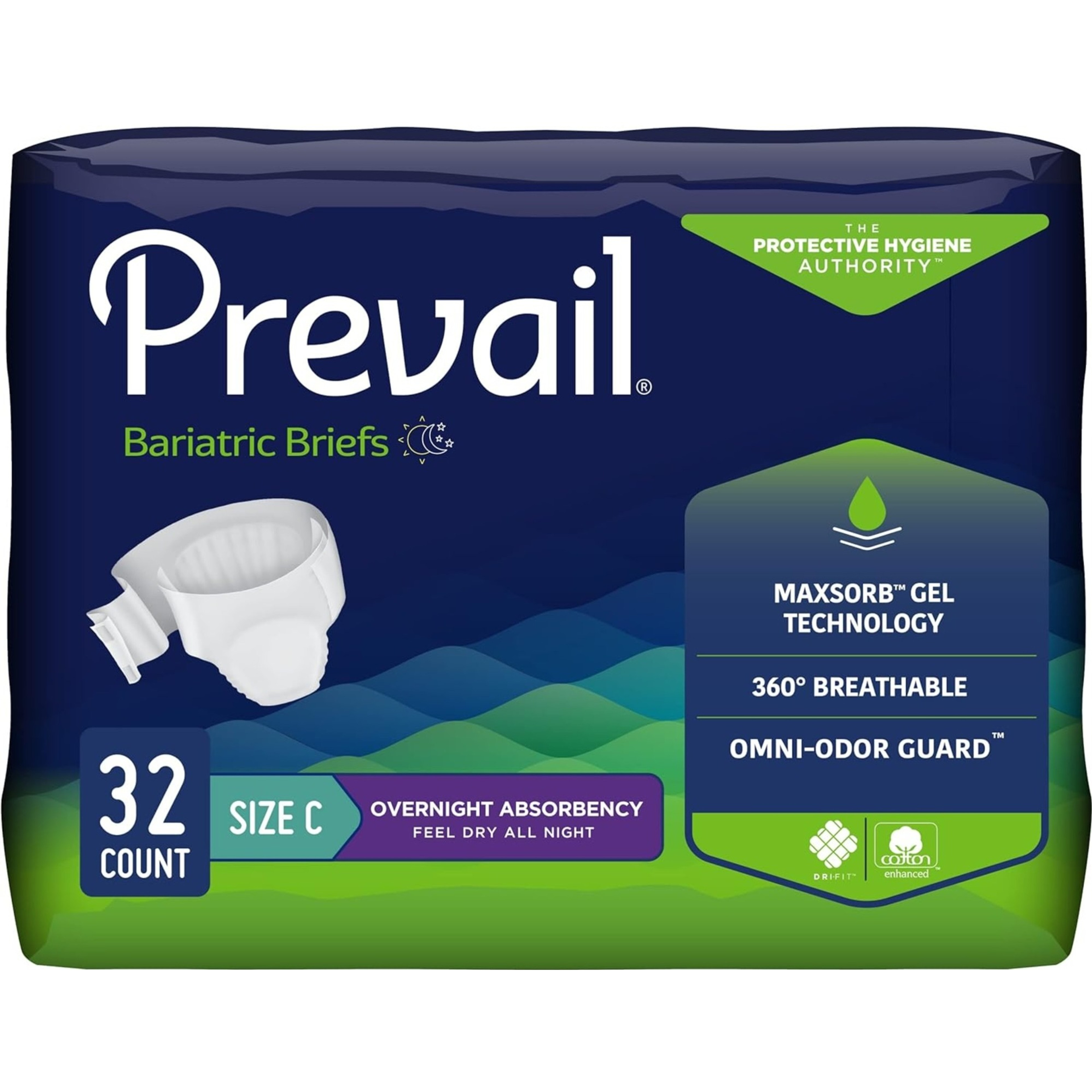 Prevail Adult Incontinence Bariatric Briefs with Tabs for Men & Women, Ultimate Absorbency