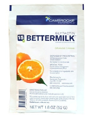 Cambrooke Glytactin 15 BetterMilk Glytactin PKU Powdered Formula, Orange Creme, 1.8 oz.