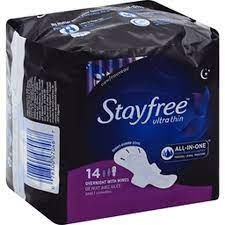 Stayfree Ultra Thin with Wings, Overnight Absorbency