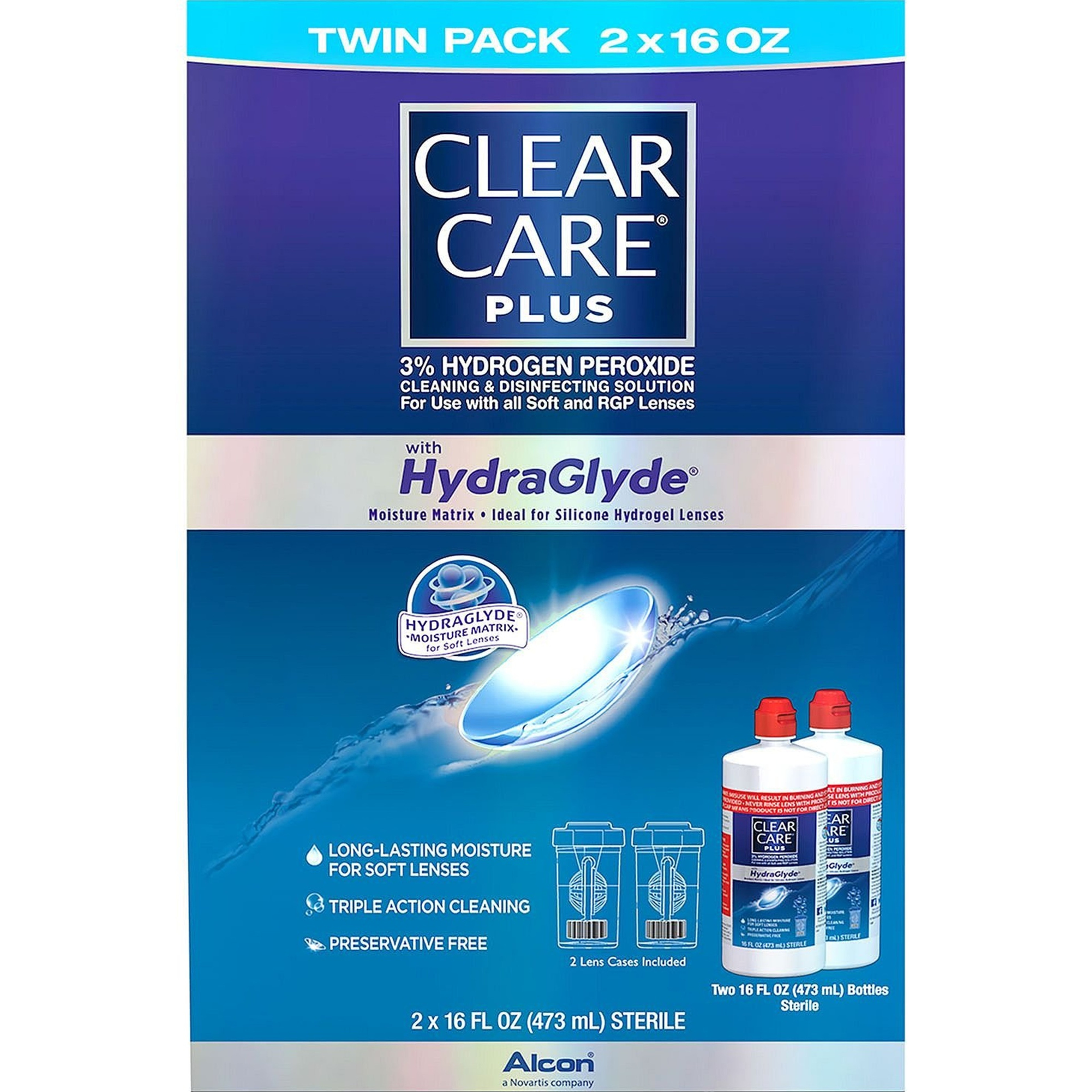 Clear Care Plus Cleaning and Disinfecting Solution With HydraGlyde