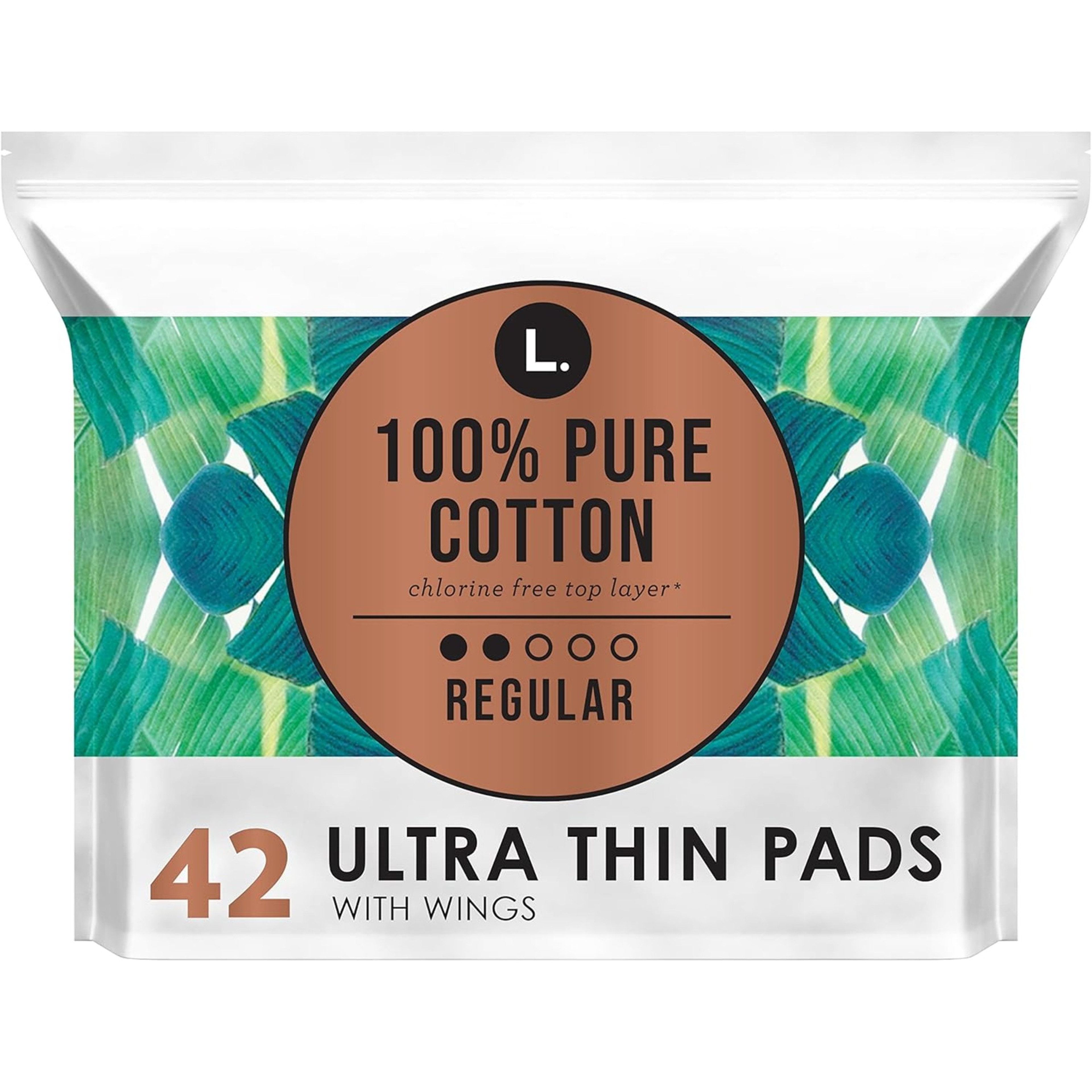 L. Chlorine Free Ultra Thin Pads with Wings,  Regular Absorbency