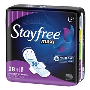 Stayfree Maxi Pads with Wings, Overnight Absorbency