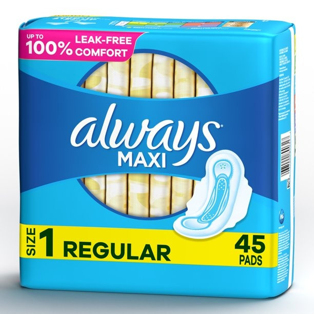 Always Maxi Pads with Wings, Size 1, Regular Absorbency