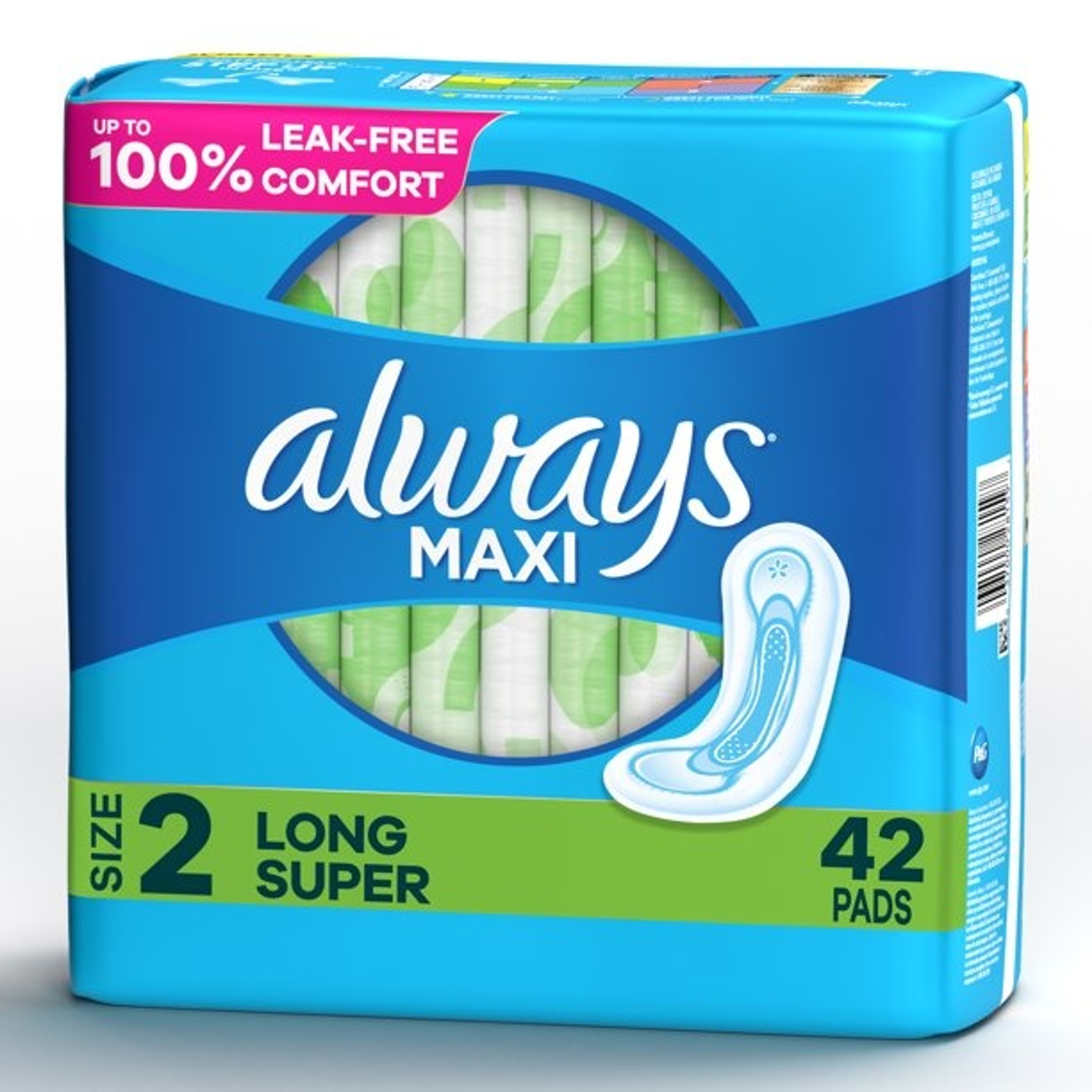 Always Maxi Pads with Wings,Size 2, Long, Super Absorbency