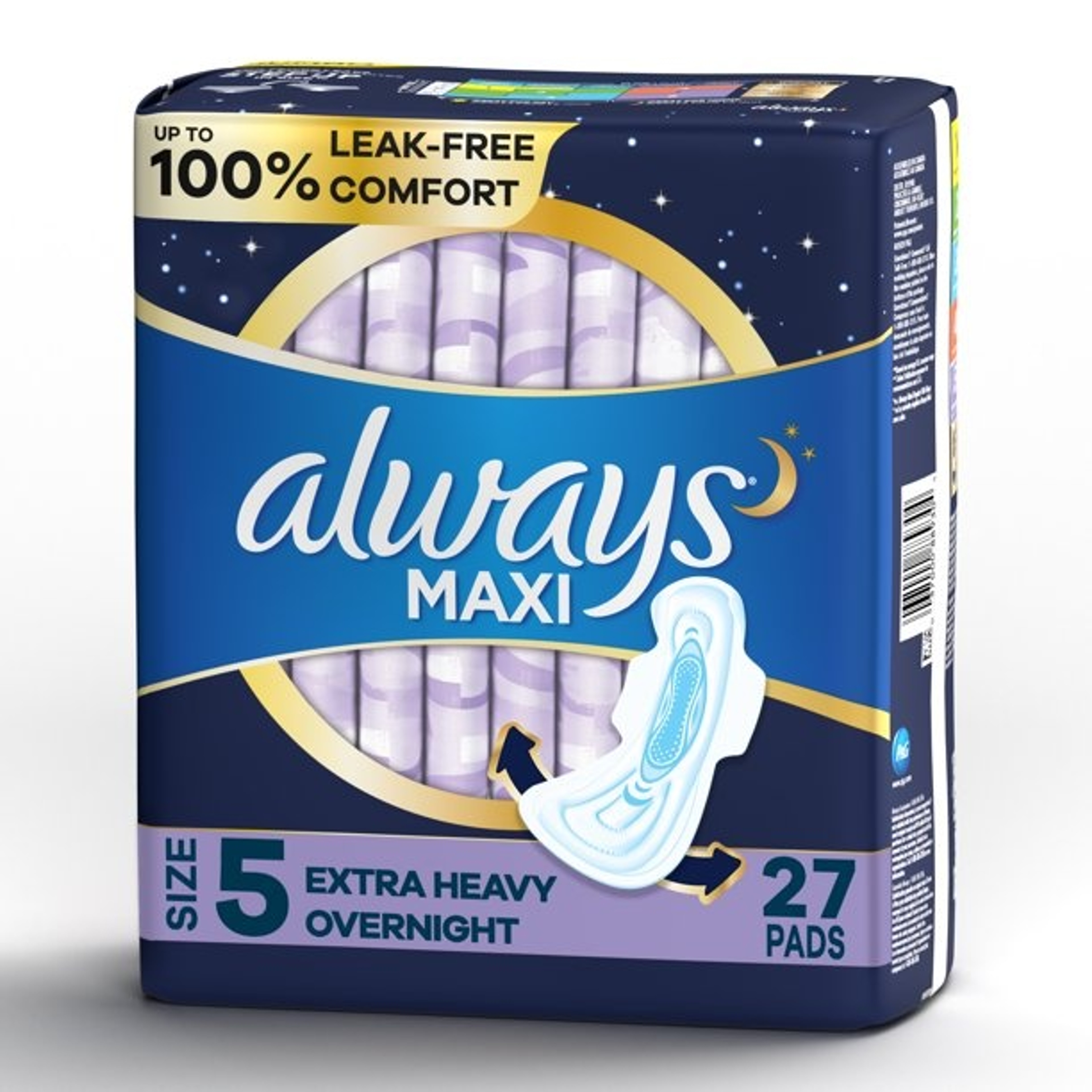 Always Maxi Pads with Wings, Size 5, Extra Heavy Overnight Absorbency