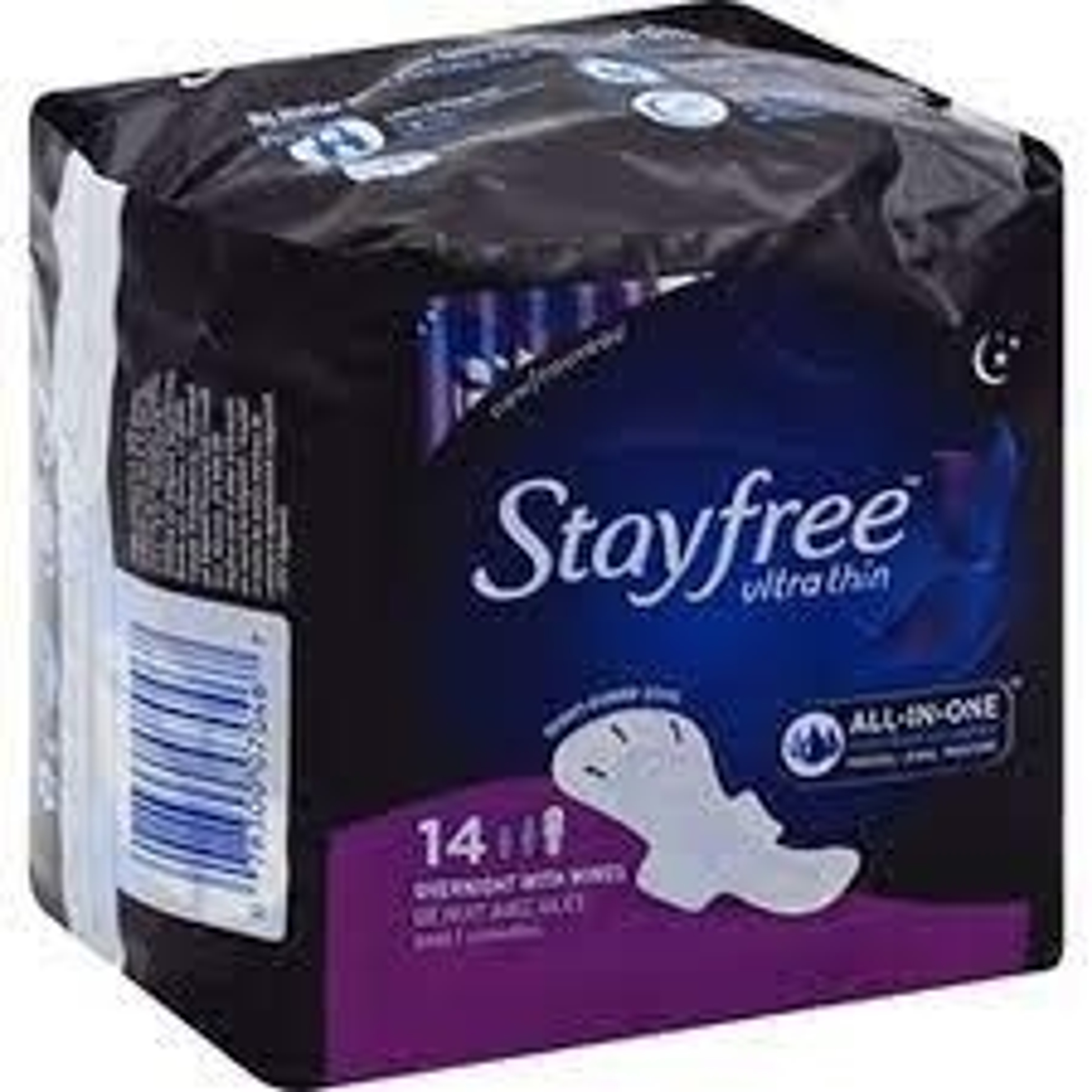 Stayfree Ultra Thin with Wings, Overnight Absorbency