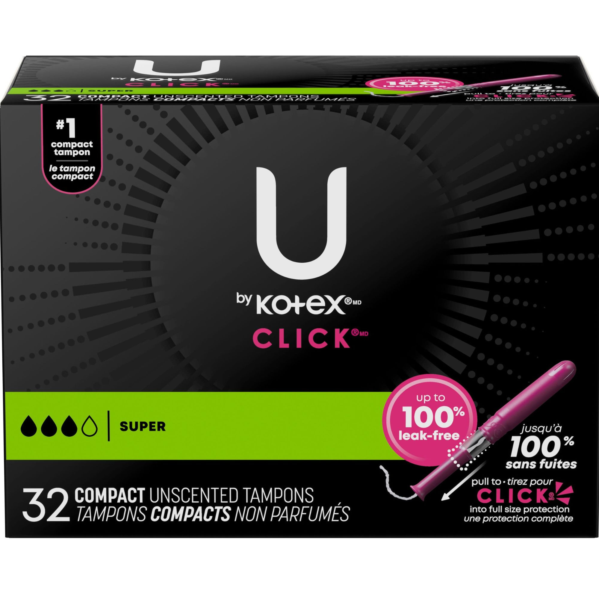 U by Kotex Click Compact Tampons, Super Absorbency