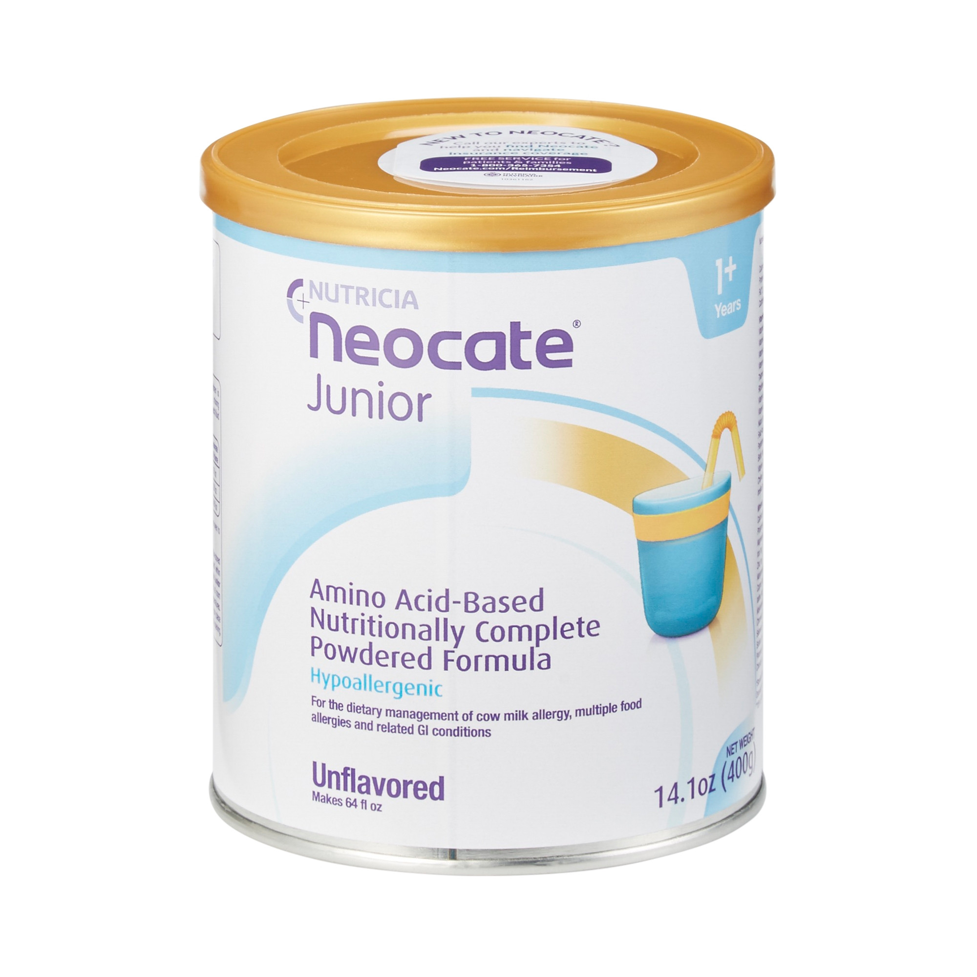 Neocate Junior Amino-Acid Based Nutritionally Complete Powdered Formula without Prebiotics, Unflavored, 14.1 oz.