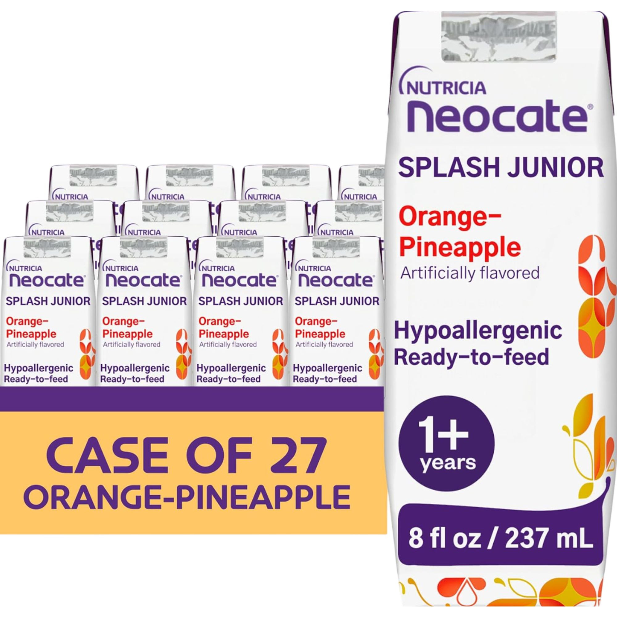 Neocate Splash Junior Amino Acid Based Supplemental Formula, Orange & Pineapple, 8 oz.