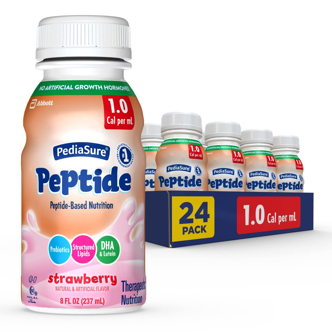 PediaSure Peptide 1.0 Peptide-Based Nutrition Oral Supplement & Tube Feeding Formula, Strawberry, 8 oz.