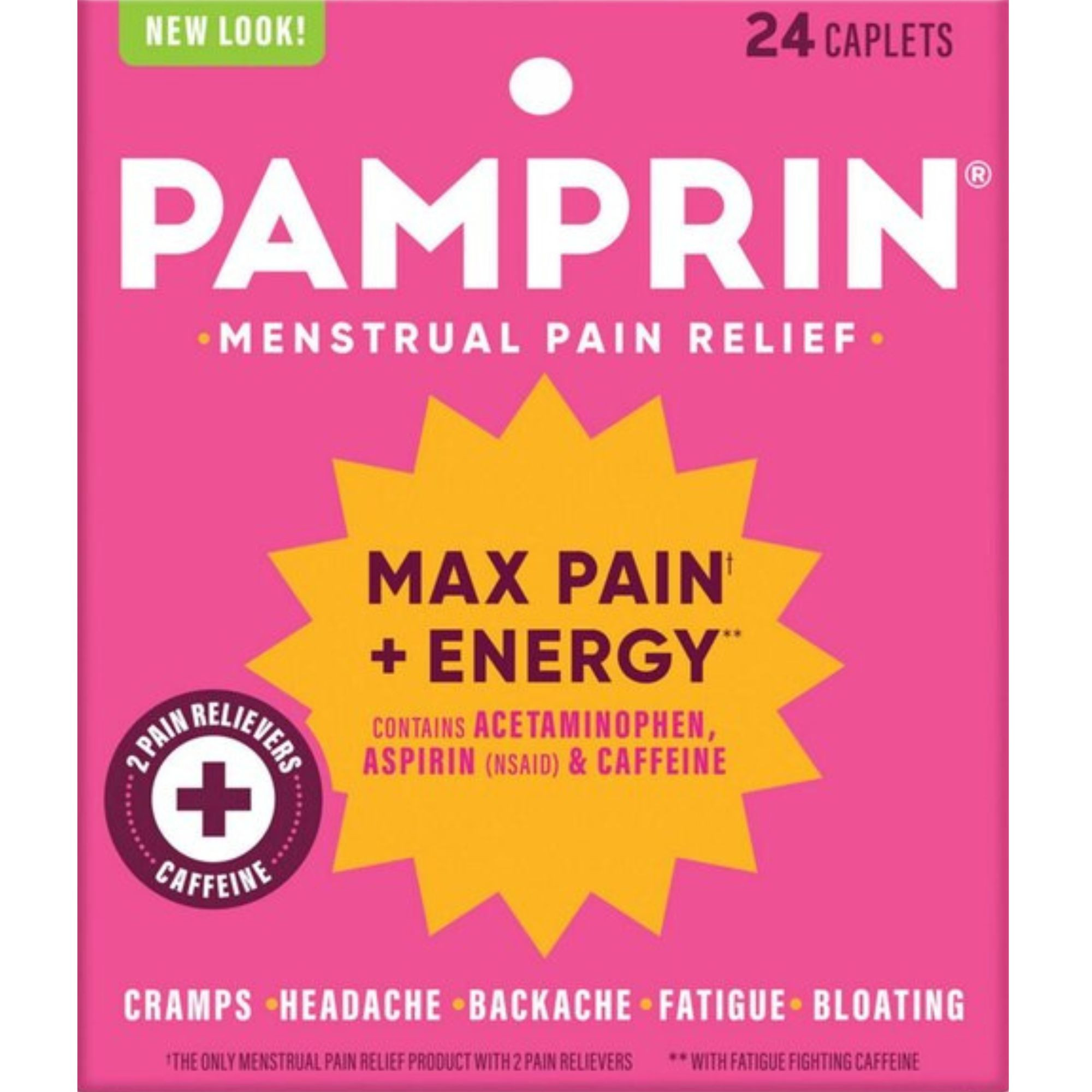 Pamprin Max Pain+Energy Mensural Pain Relief, Maximum Strength, 24 Caplets