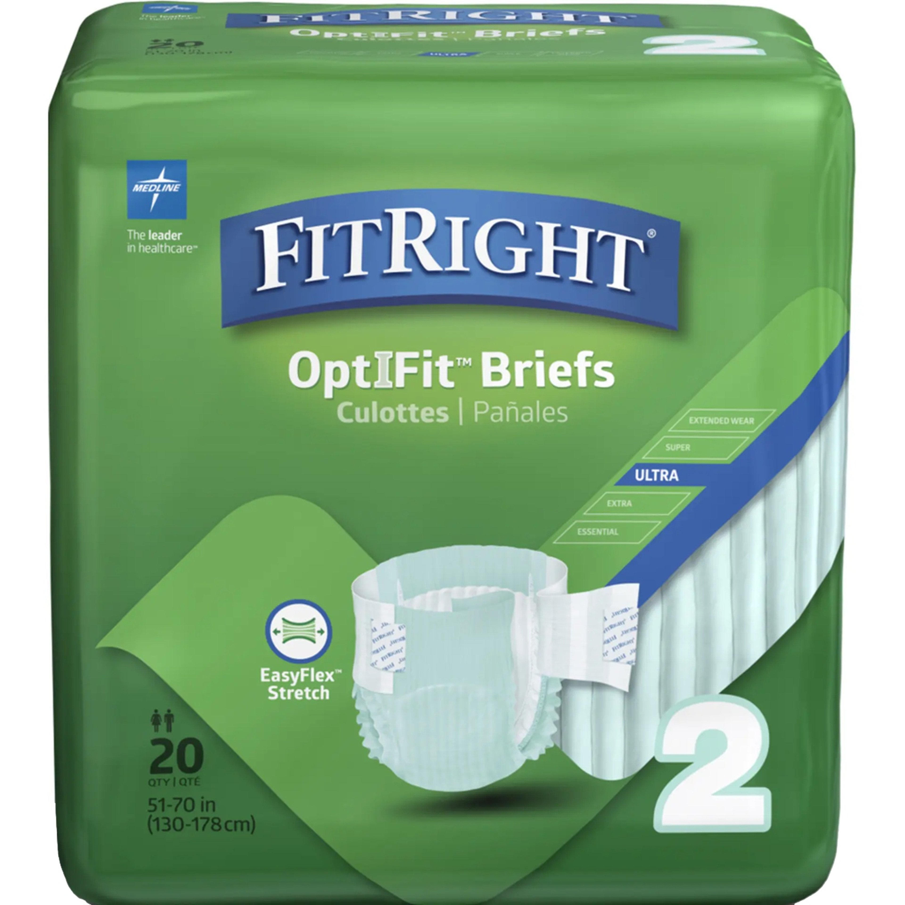 FitRight OptiFit Ultra Incontinence Briefs with Center Tab Adult Diapers, Heavy Absorbency