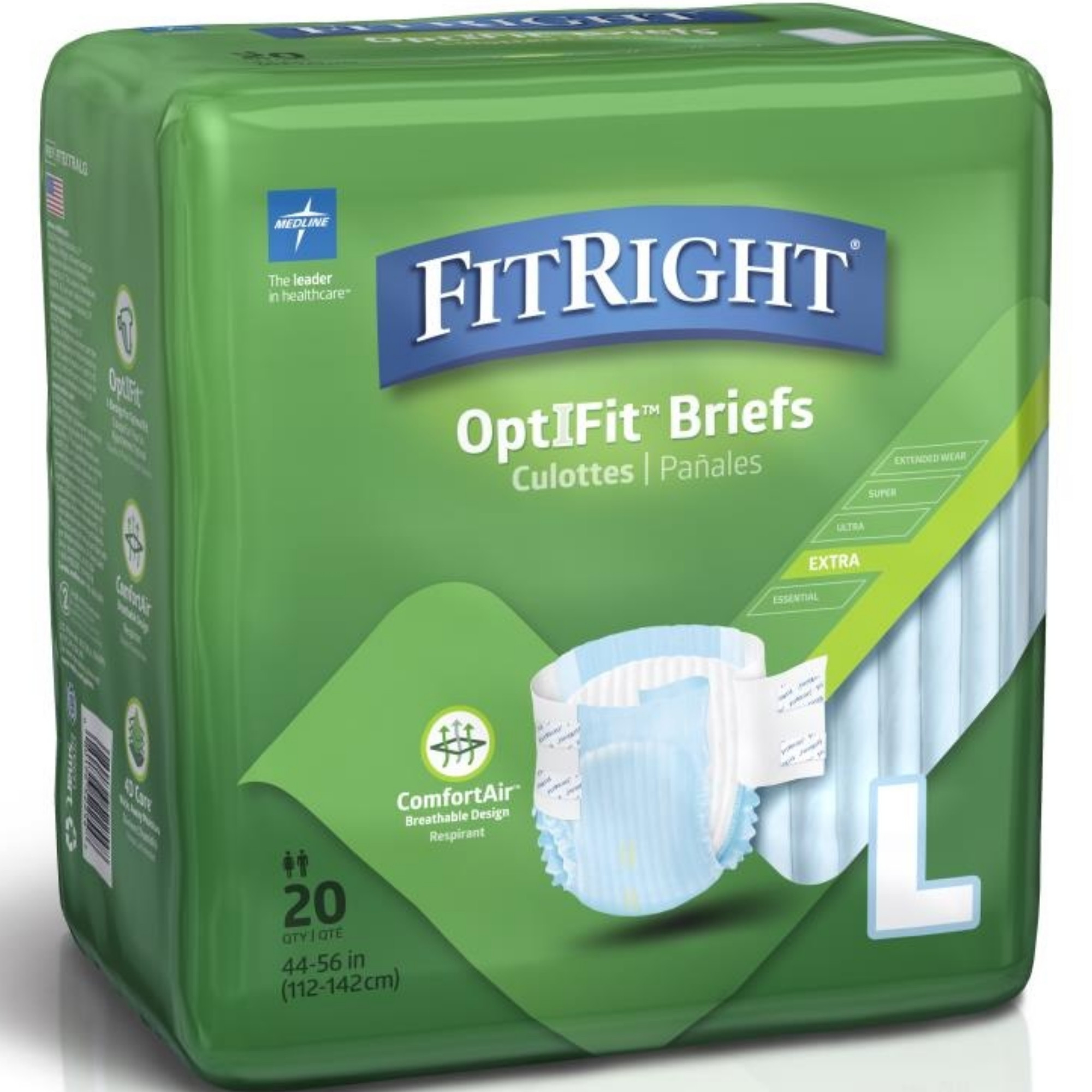 FitRight OptiFit Extra Incontinence Briefs with Center Tab, Heavy Absorbency