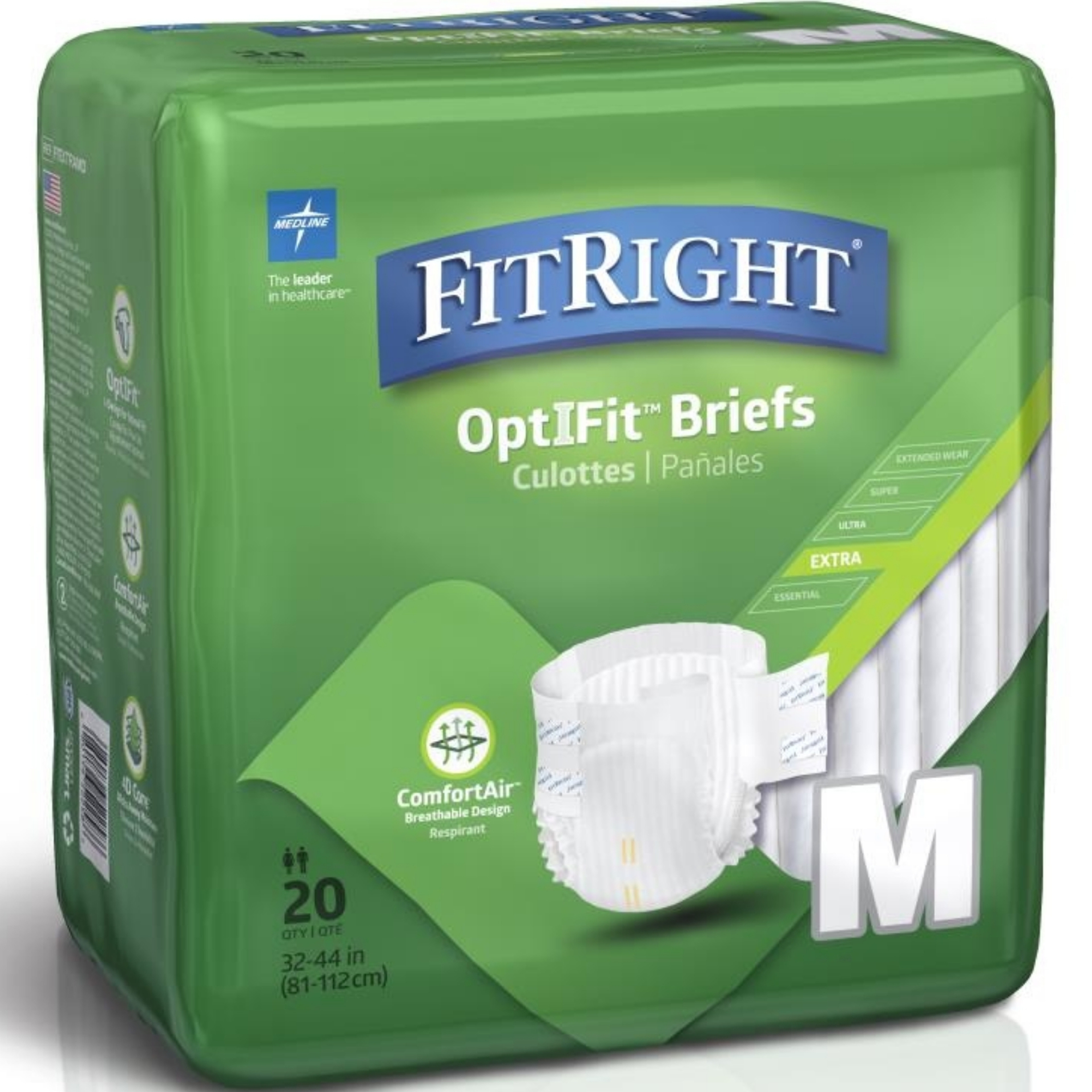 FitRight OptiFit Extra Incontinence Briefs with Center Tab, Heavy Absorbency