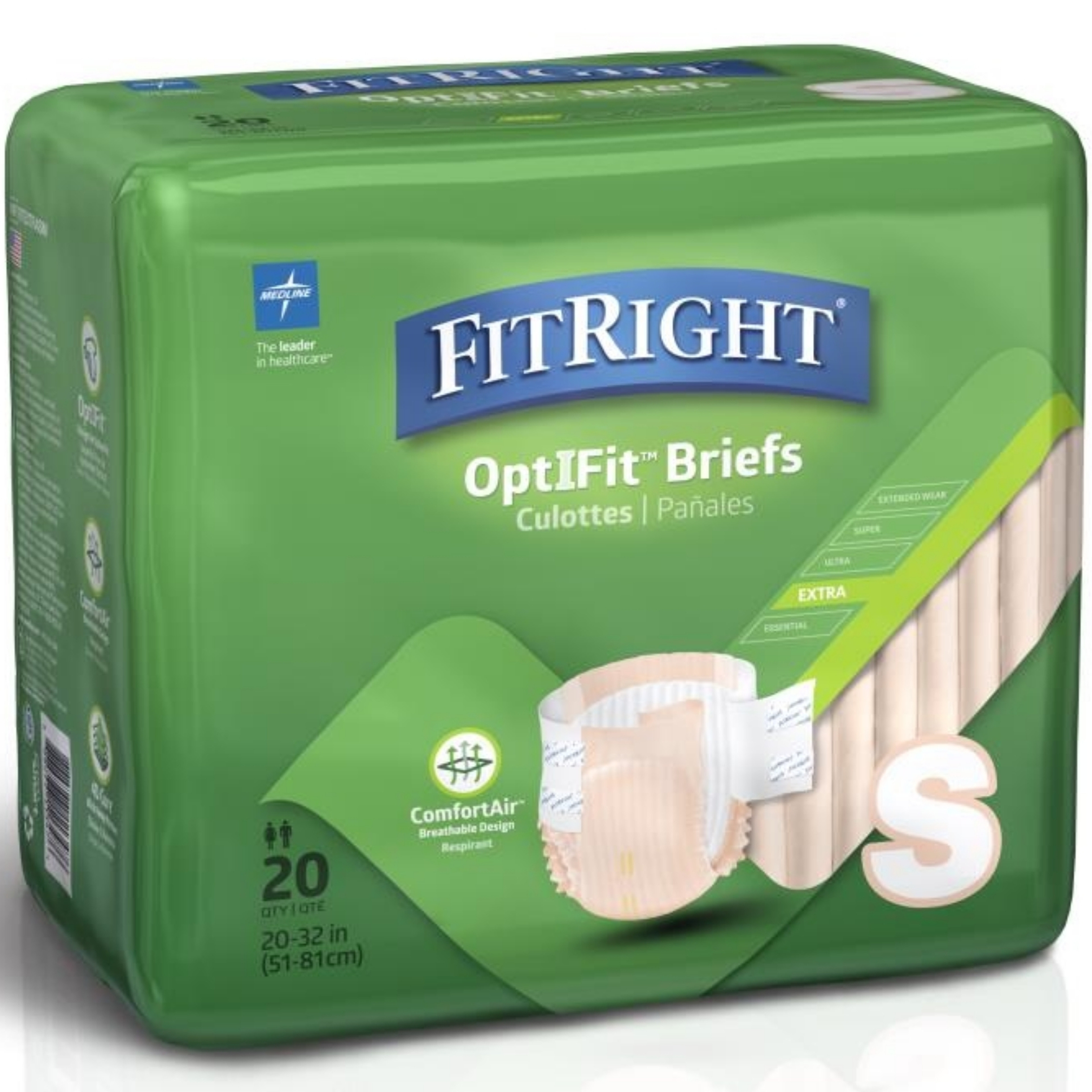 FitRight OptiFit Extra Incontinence Briefs with Center Tab, Heavy Absorbency