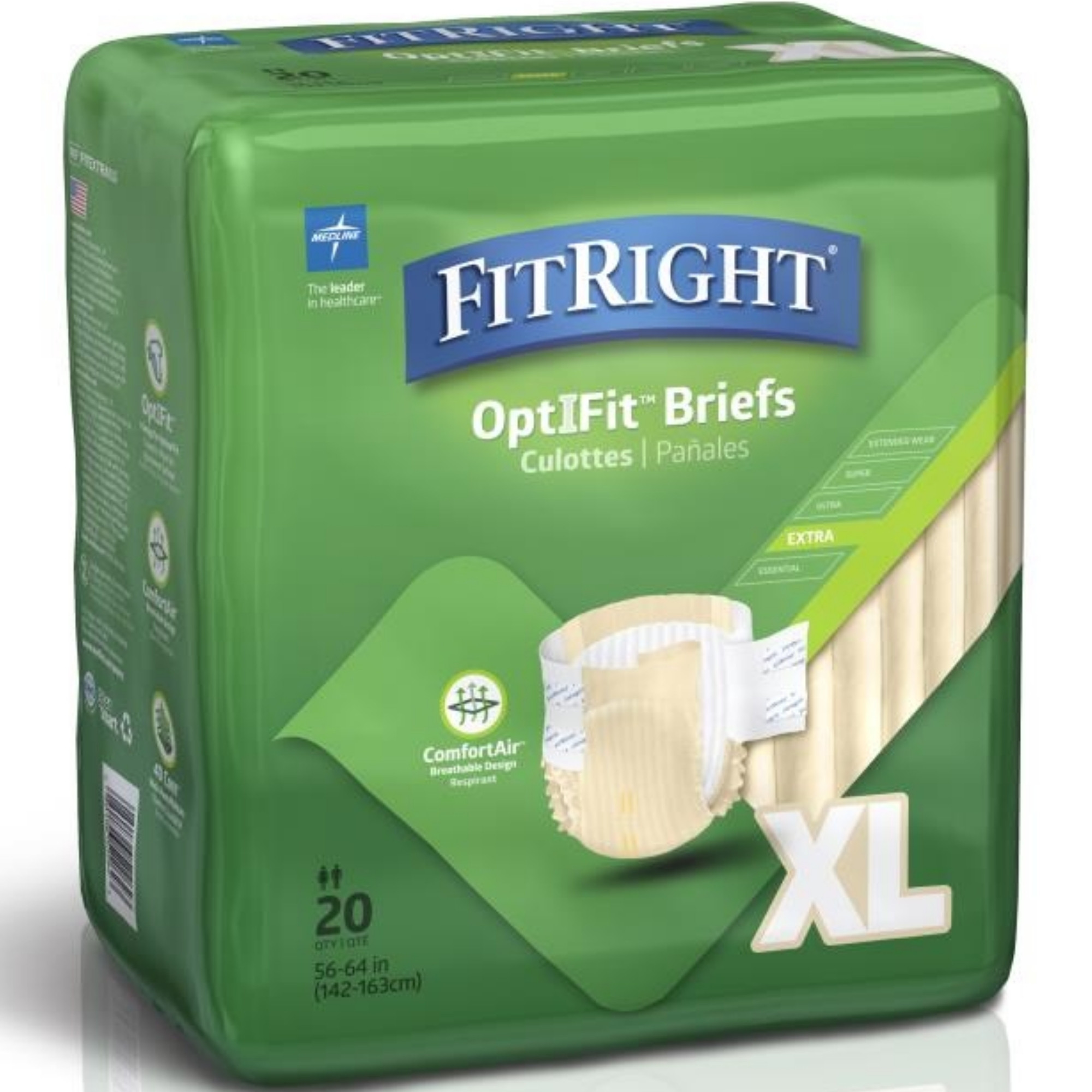 FitRight OptiFit Extra Incontinence Briefs with Center Tab, Heavy Absorbency