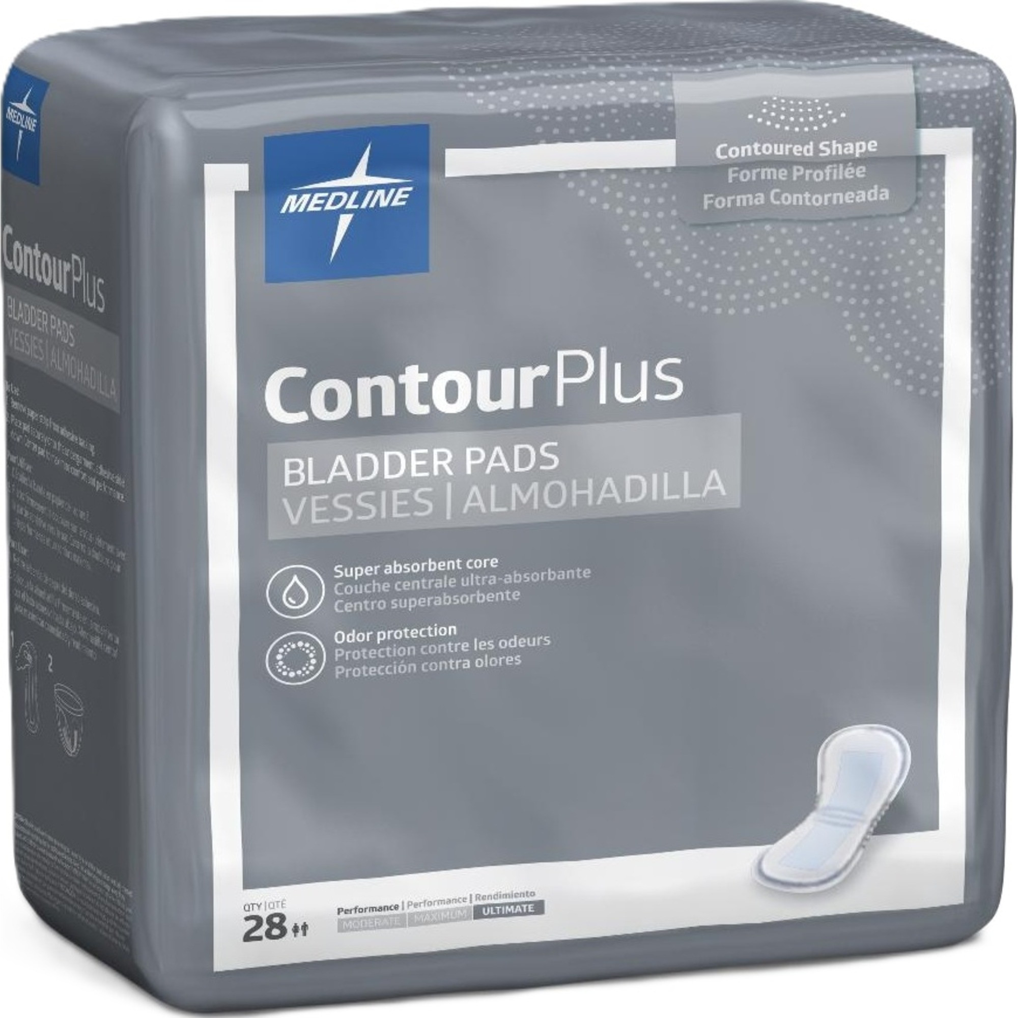 Medline ContourPlus Bladder Control Pads, Ultimate Absorbency