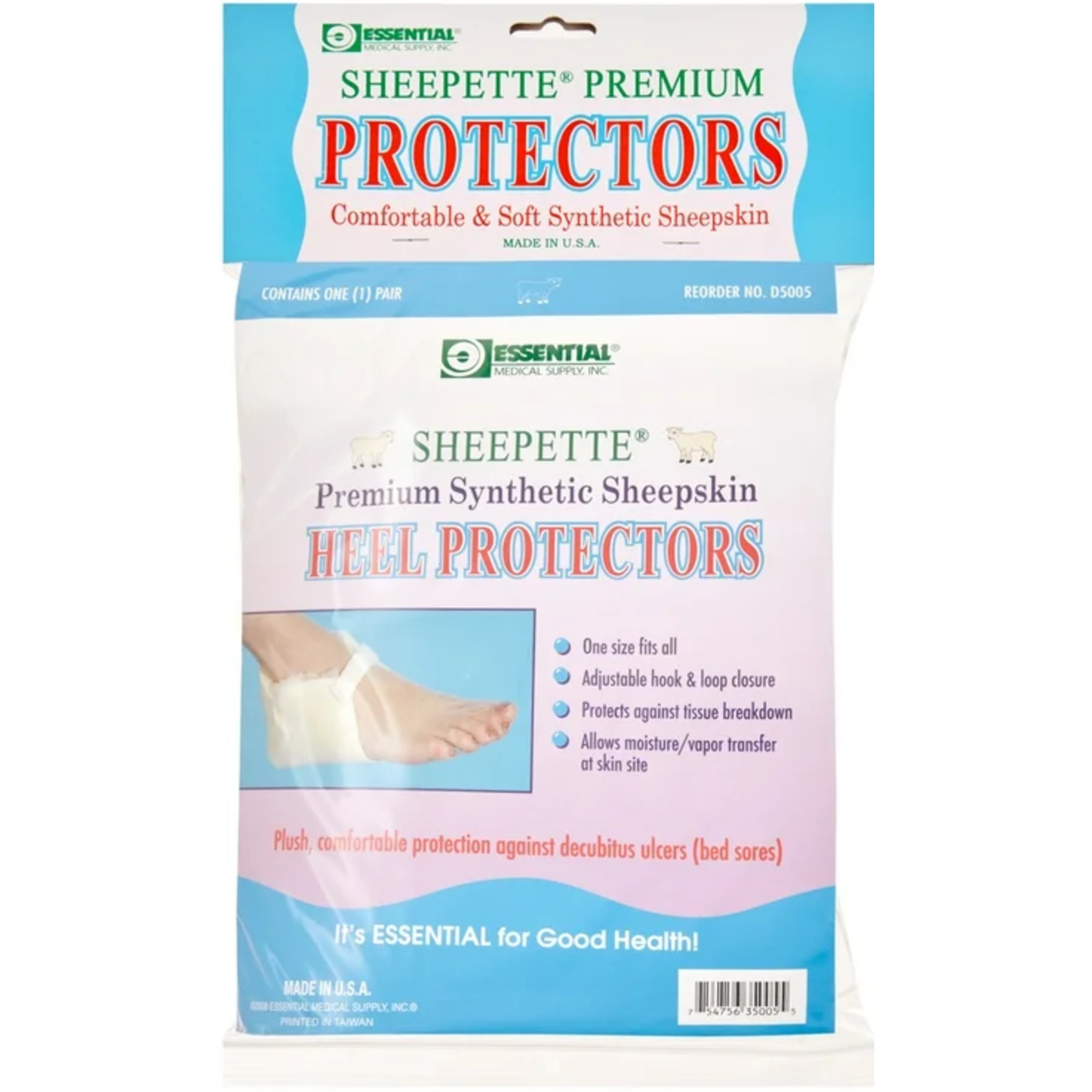 Essential Medical Supply Sheepette Synthetic Sheepskin Heel Protector