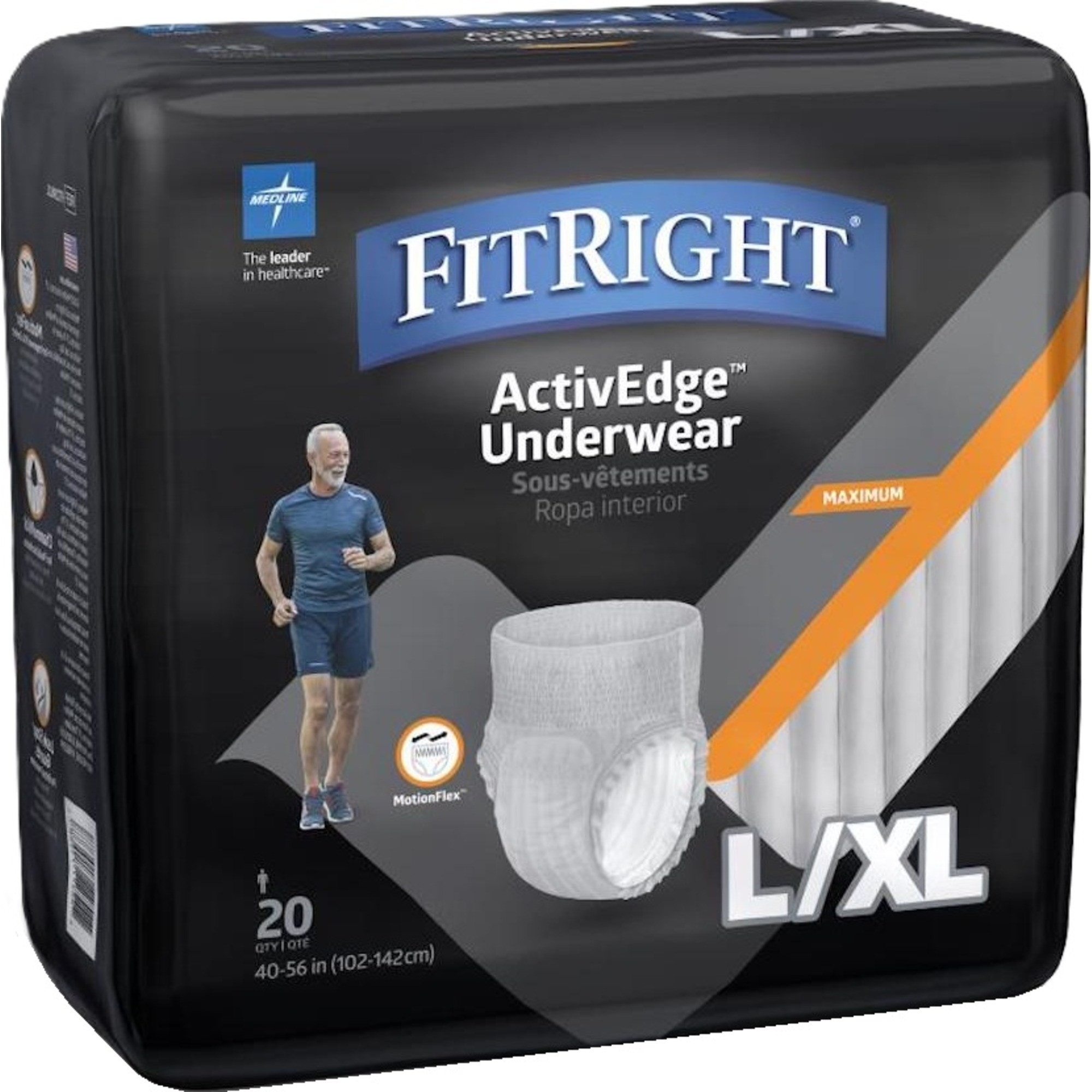 FitRight ActivEdge Incontinence Pull-Up Underwear for Men, Maximum Absorbency