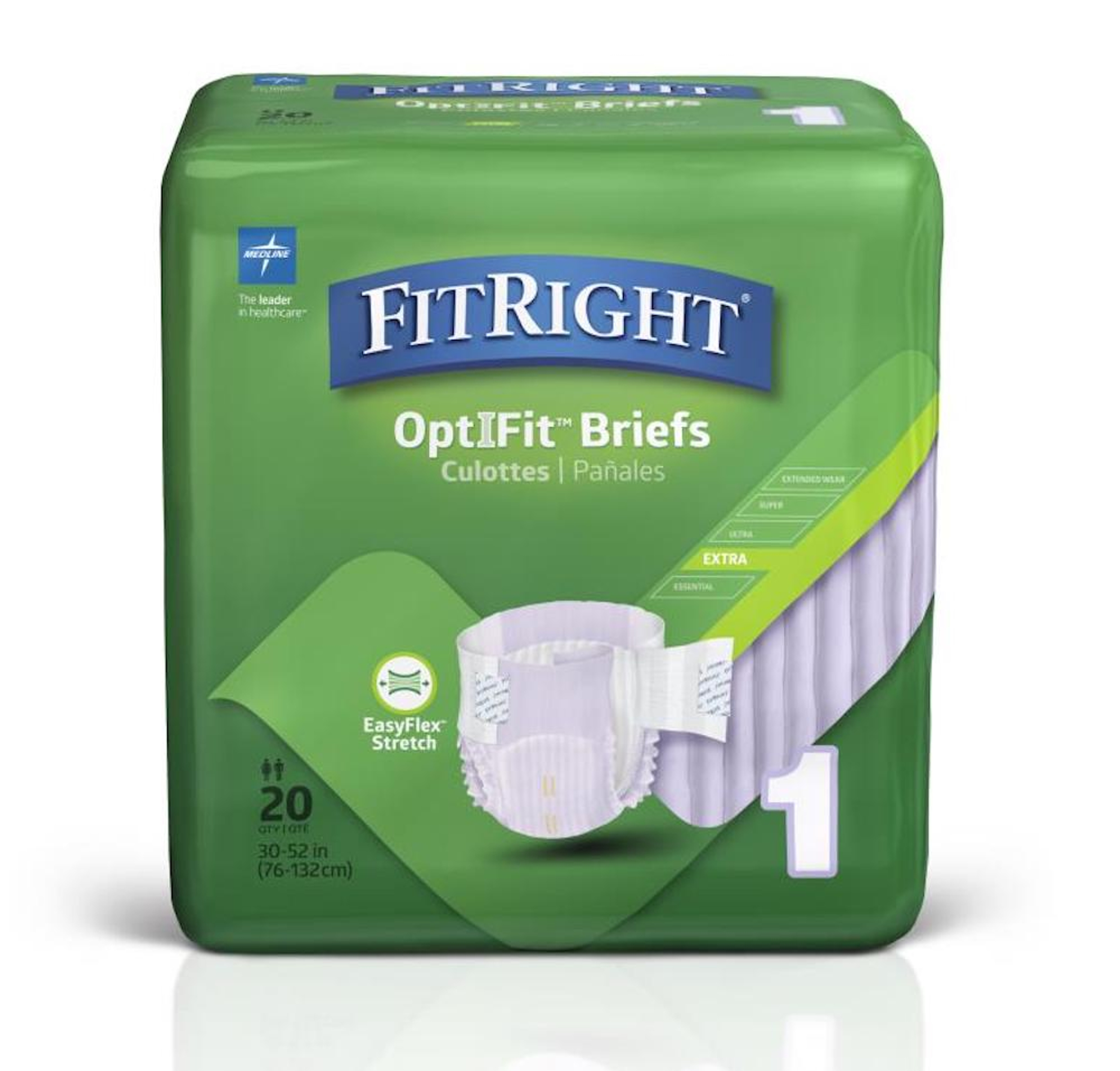 FitRight Extra Stretch Briefs Adult Diapers with Tabs, Moderate Absorbency