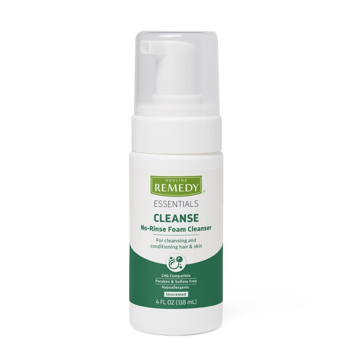 Medline Remedy Essentials No-Rinse Foam Cleanser, Pump Bottle