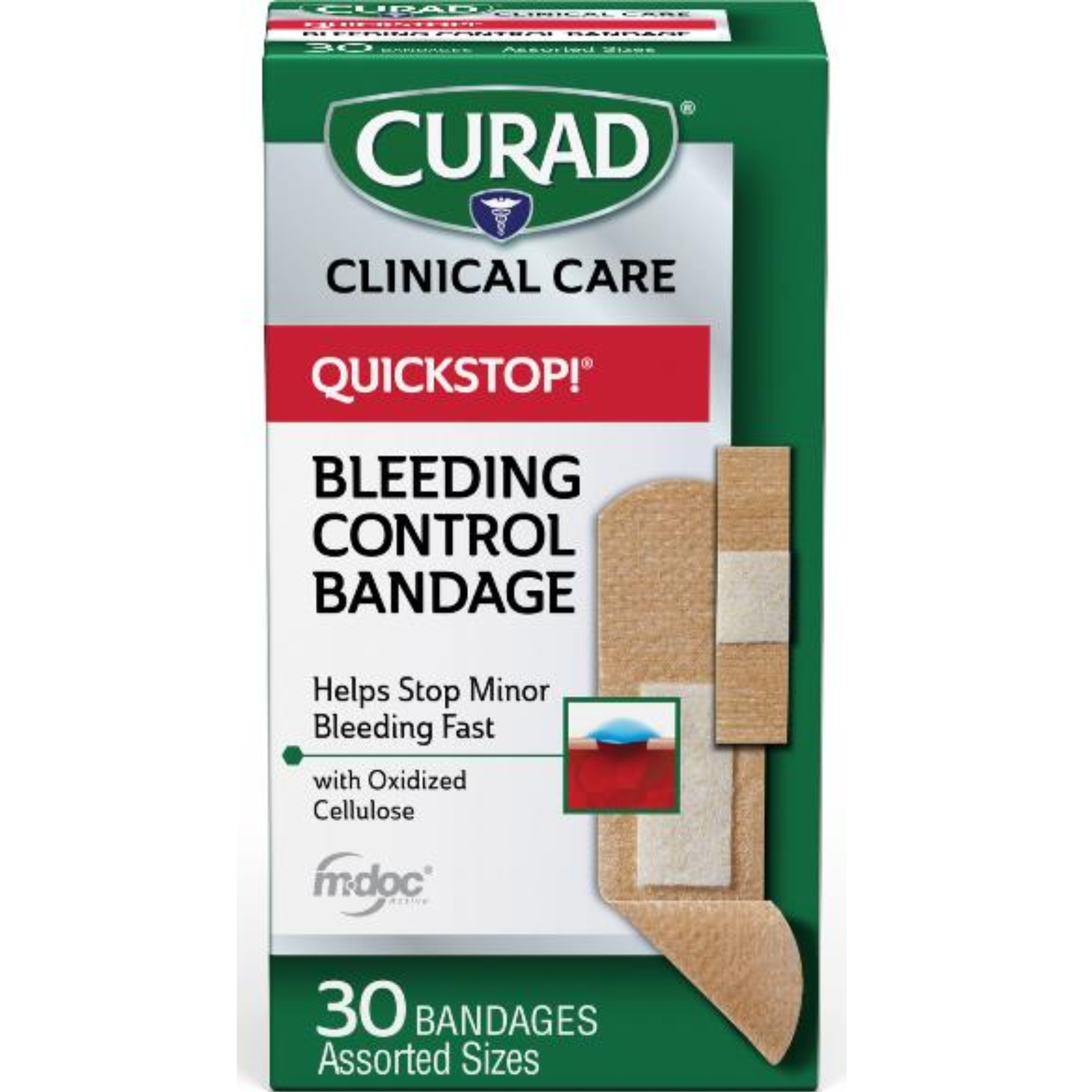 Curad QuickStop Bleeding Control Flex-Fabric Bandages, Assorted Sizes